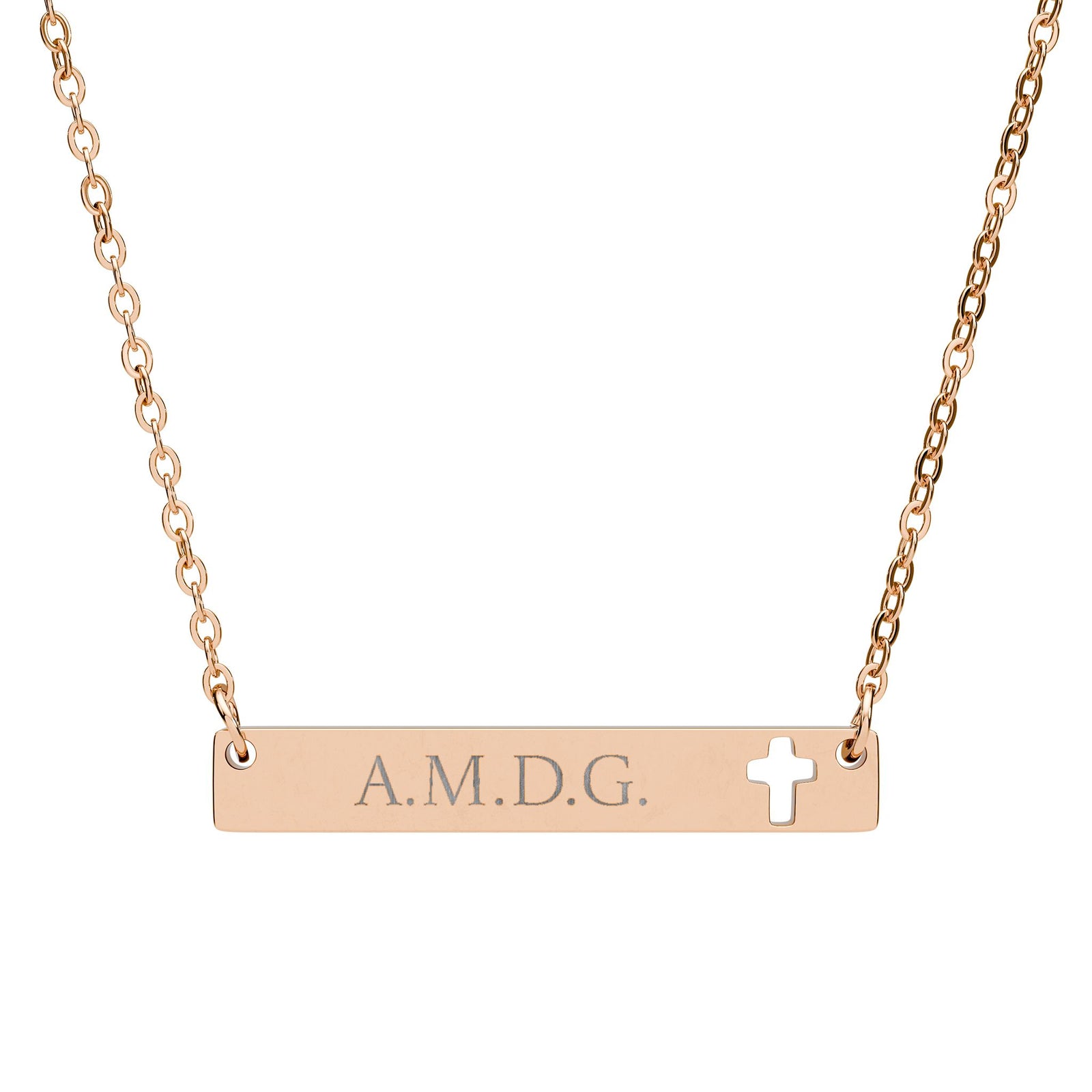 AMDG - Ad Majorem dei Gloriam - Engraved Cutout Cross Necklace