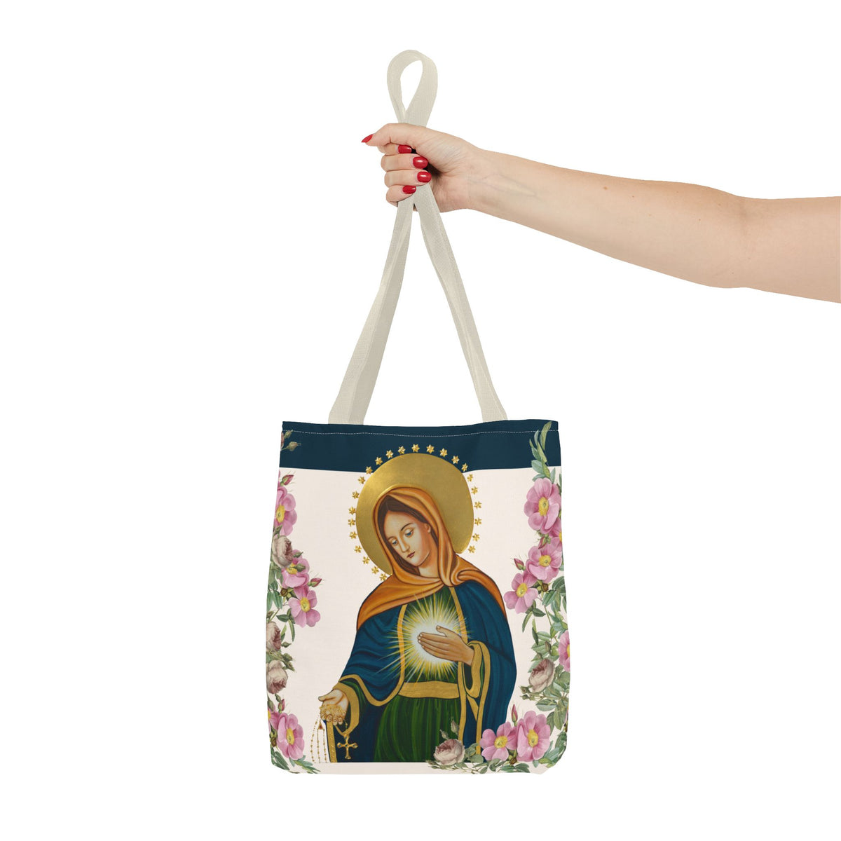 Flame of Love Tote Bag - Dark Blue Floral