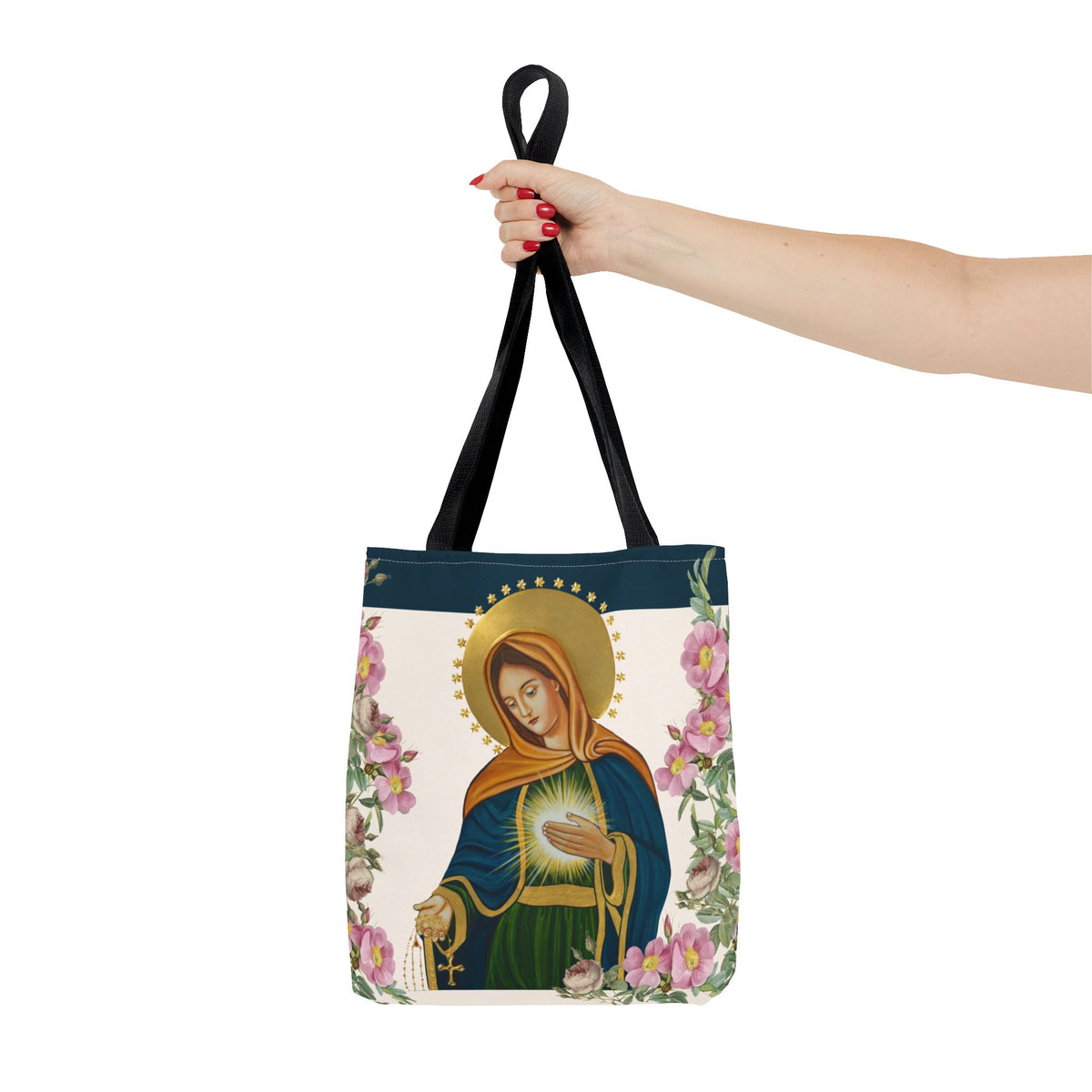 Flame of Love Tote Bag - Dark Blue Floral