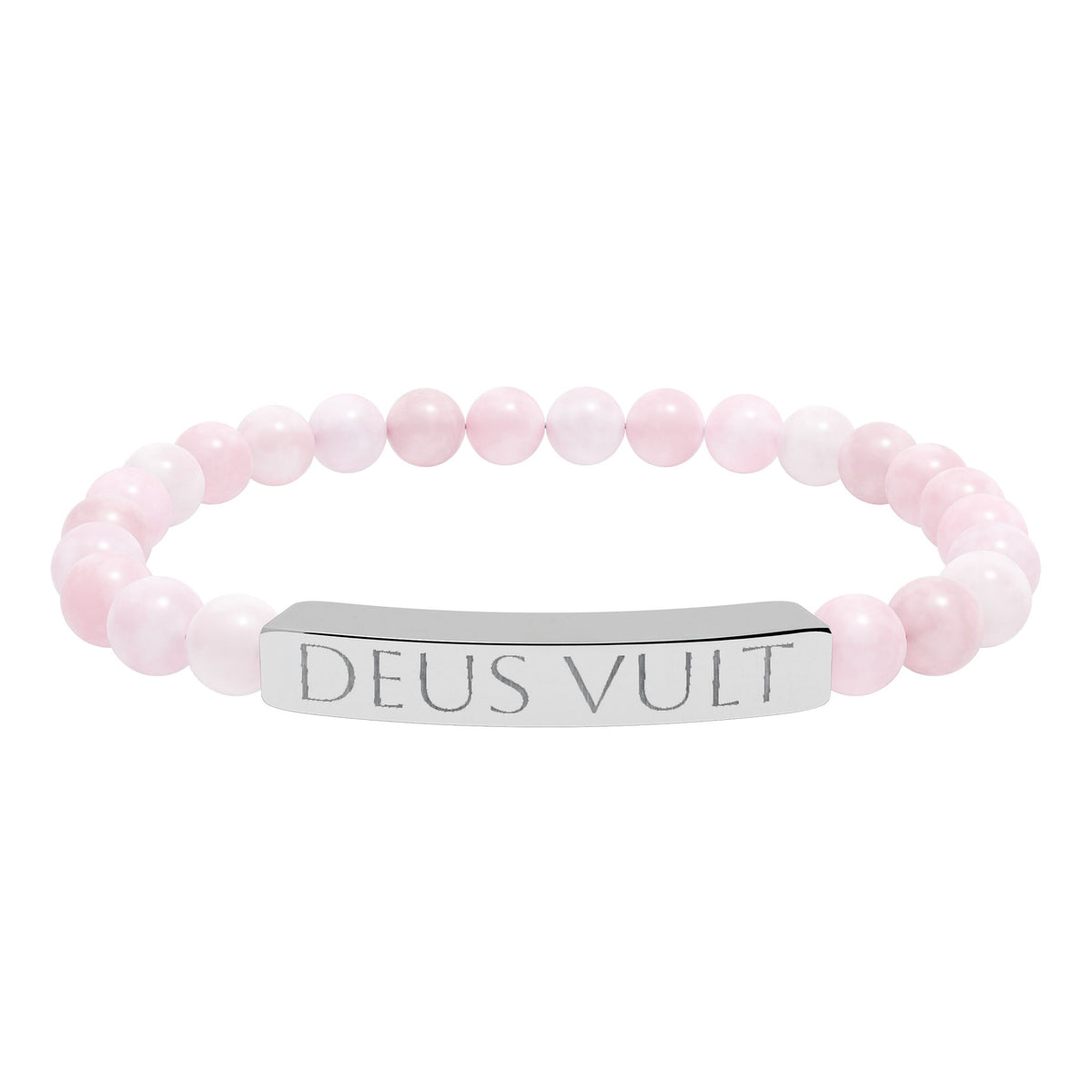 Deus Vult &quot;God Wills It&quot; Engraved Bracelet - Stainless or Gold with Natural Stone