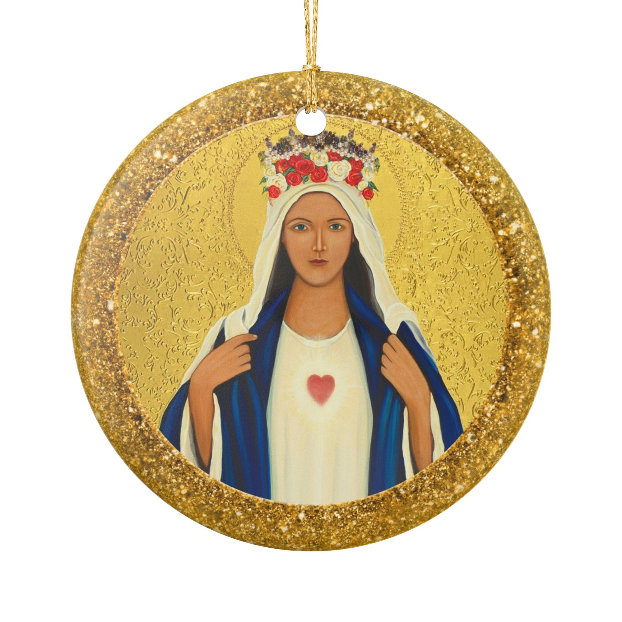 Immaculate Heart of Mary Ceramic Christmas Ornament