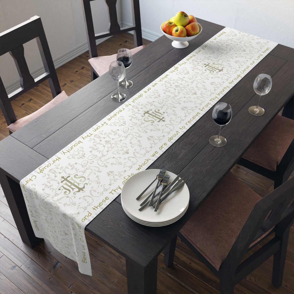 Bless us O Lord Table Runner in Cotton Twill or Poly