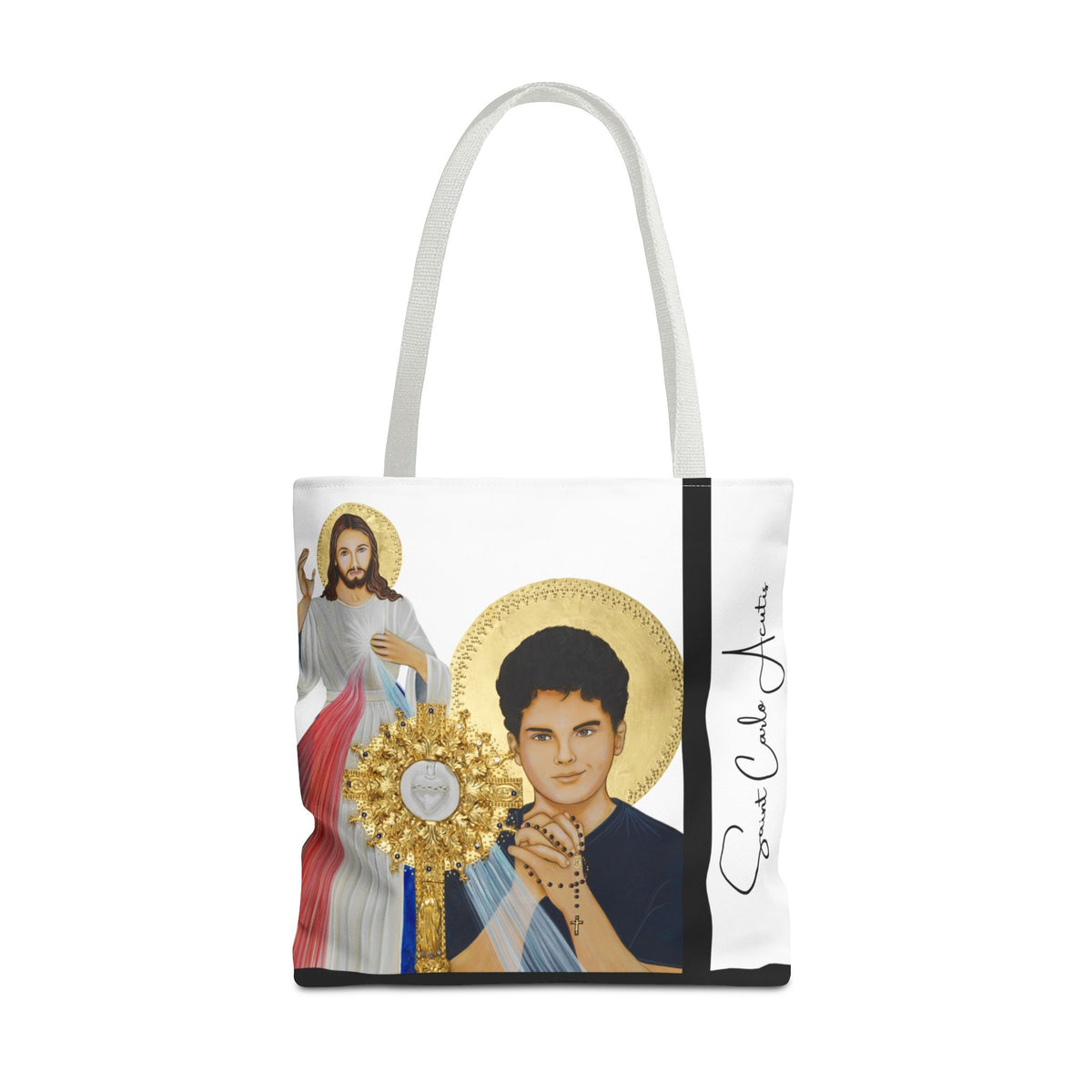 Saint Carlo Acutis and Divine Mercy Tote Bag
