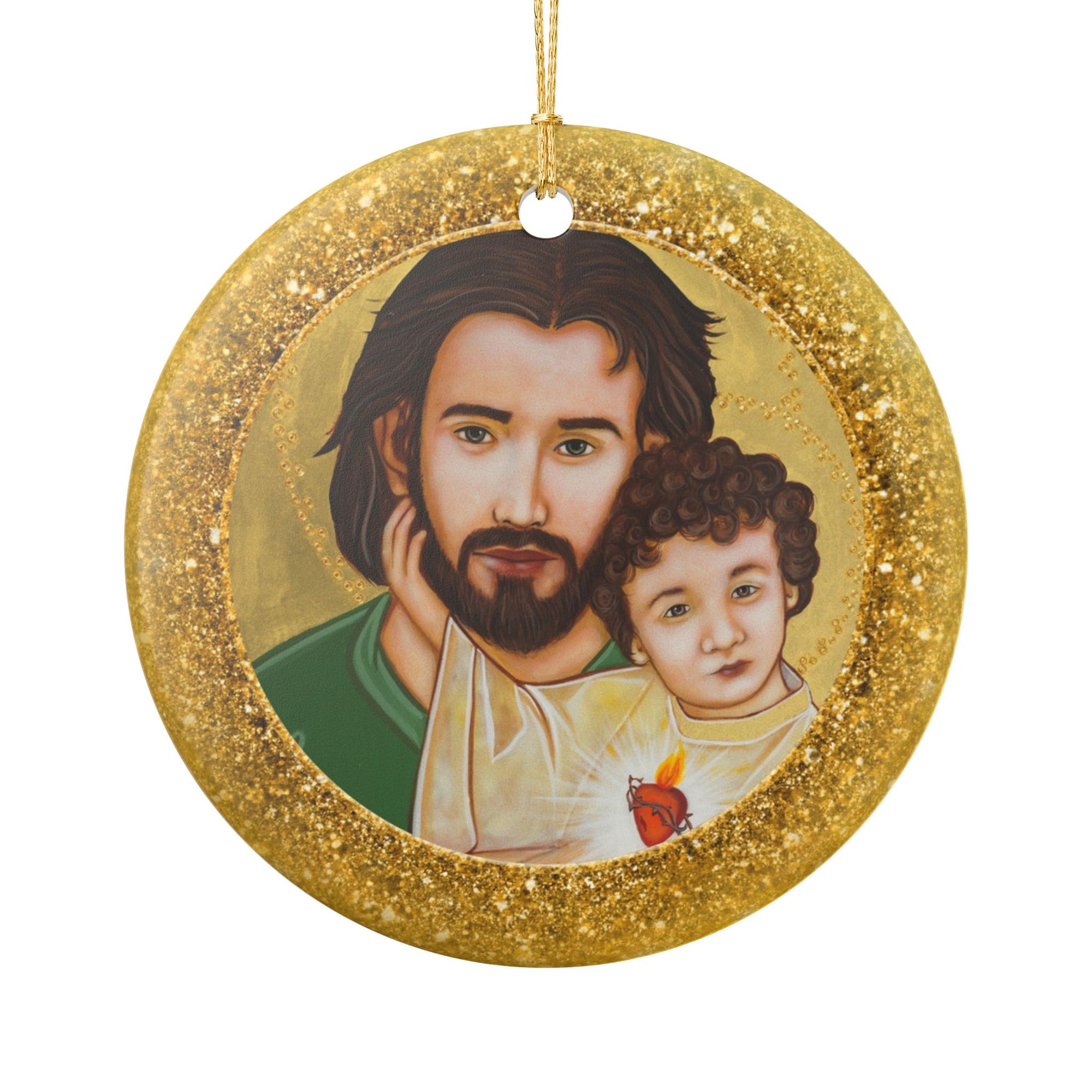 St. Joseph and the Baby Jesus Ceramic Christmas Ornament