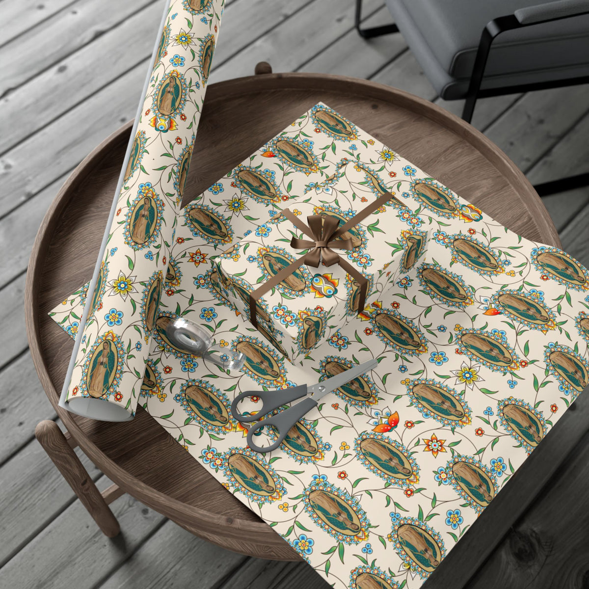 Gift Wrapping Paper - Our Lady of Guadalupe Floral - Roll