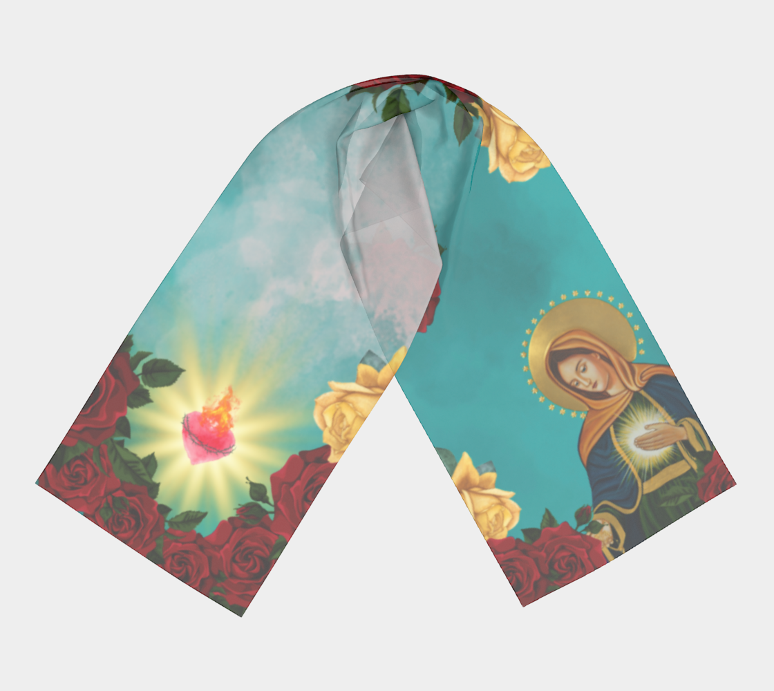 Flame of Love Turquoise Silk Scarf