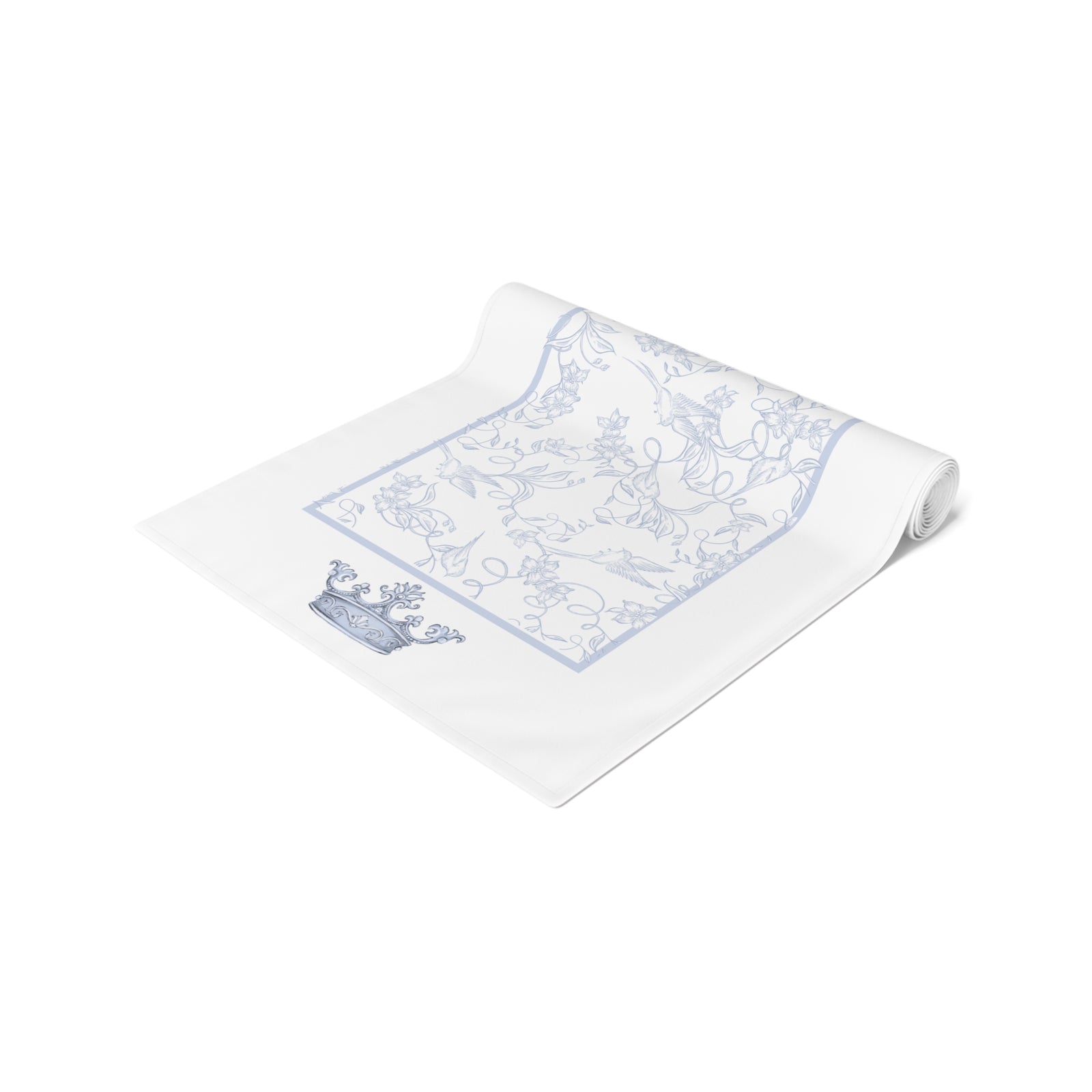 Ave Maria Blue Catholic Table Runner in Cotton Twill or Poly
