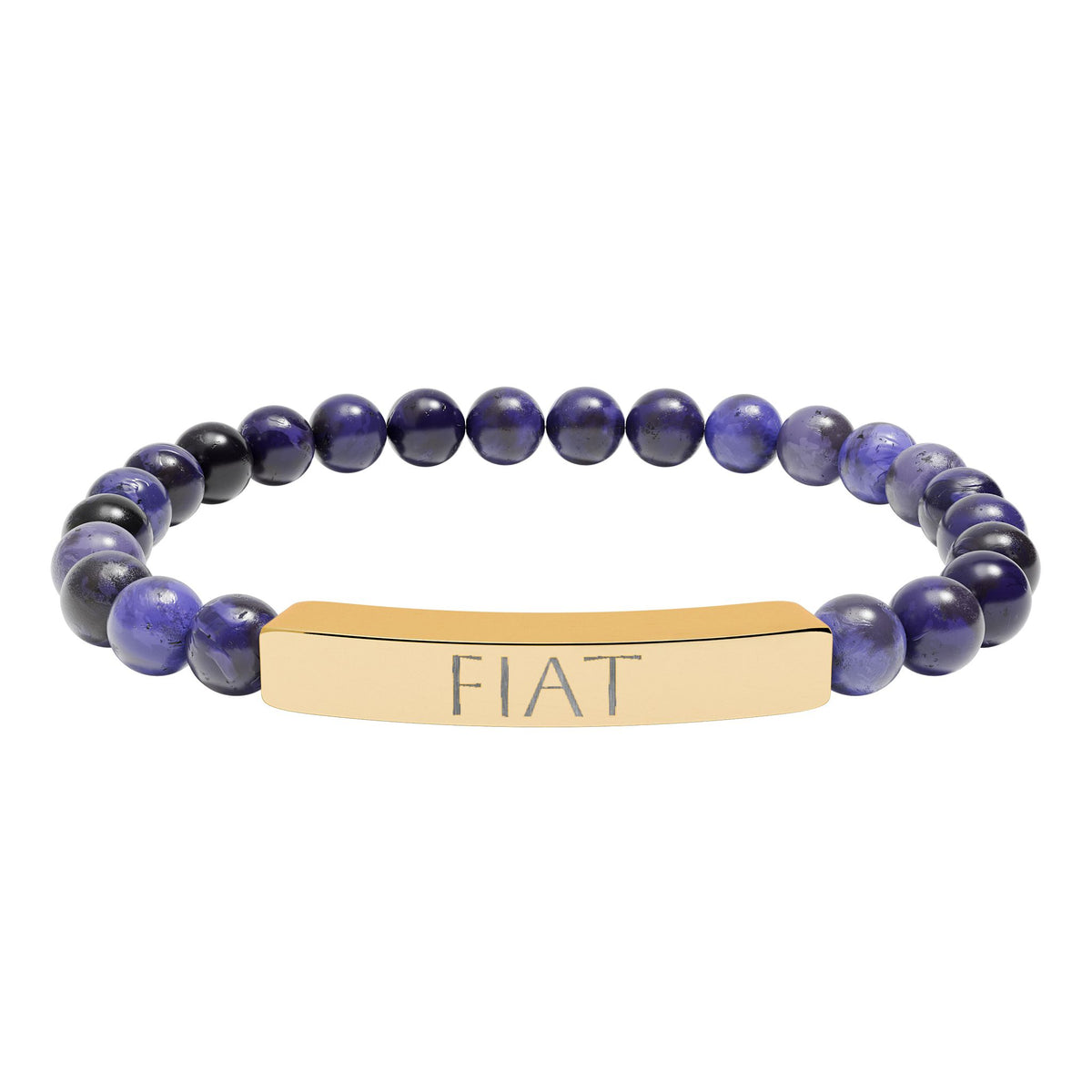 FIAT &quot;Let it be done&quot;  Engraved Bracelet - Stainless or Gold with Natural Stone