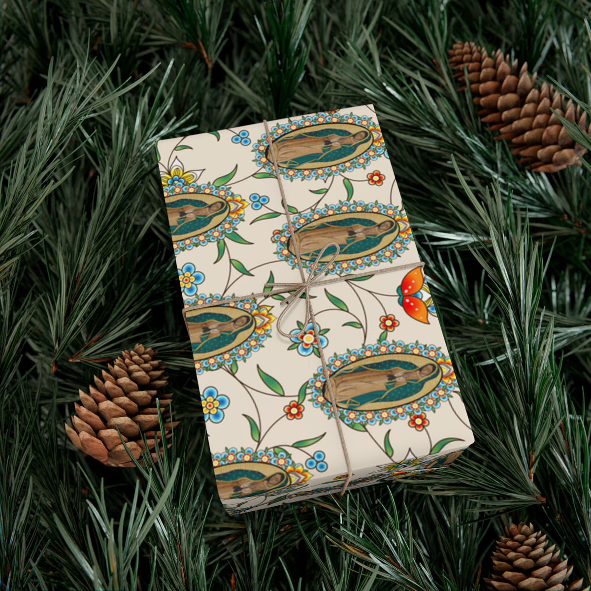 Gift Wrapping Paper - Our Lady of Guadalupe Floral - Roll