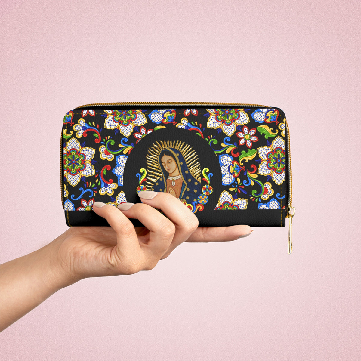 Our Lady of Guadalupe Zipper Wallet (Vegan Leather)