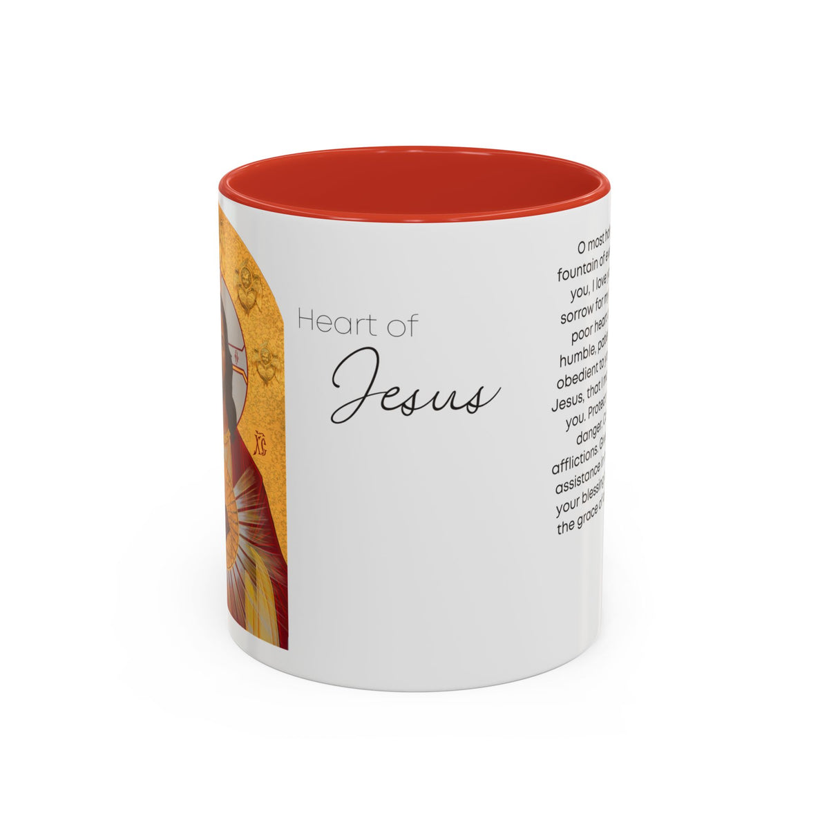 Sacred Heart of Jesus Accent Coffee Mug – Catholic Prayer 11/15oz