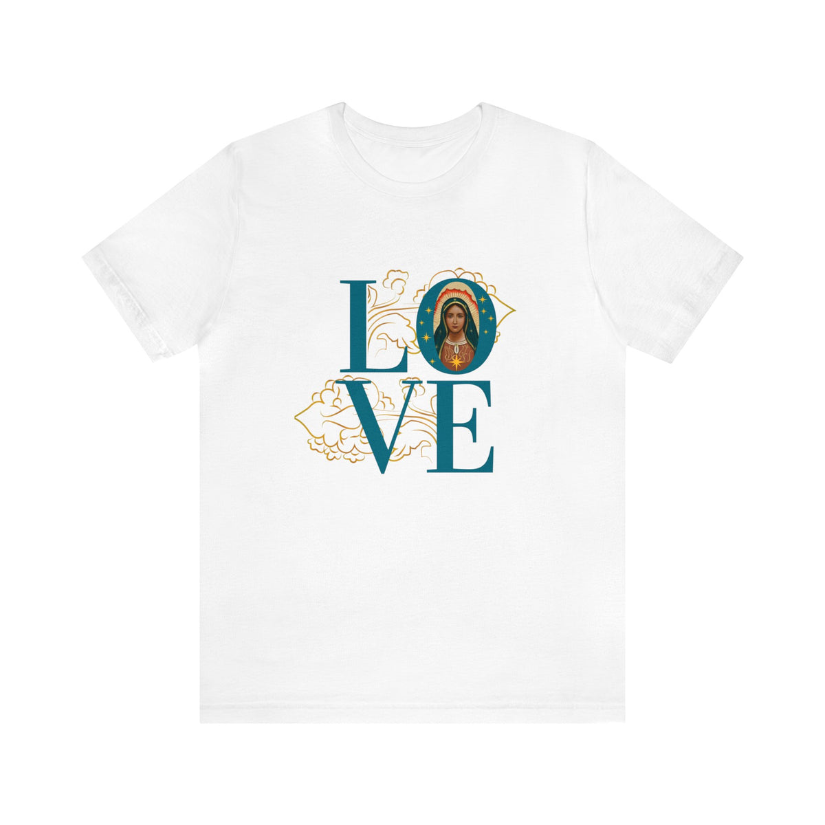 Our Lady of Guadalupe &quot;LOVE&quot; Unisex Jersey Tee