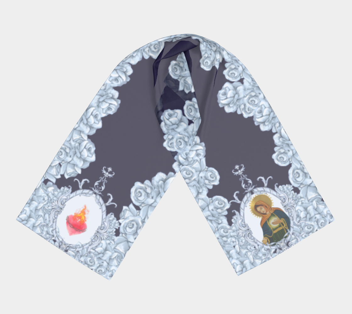 Flame of Love Blue Silk Scarf