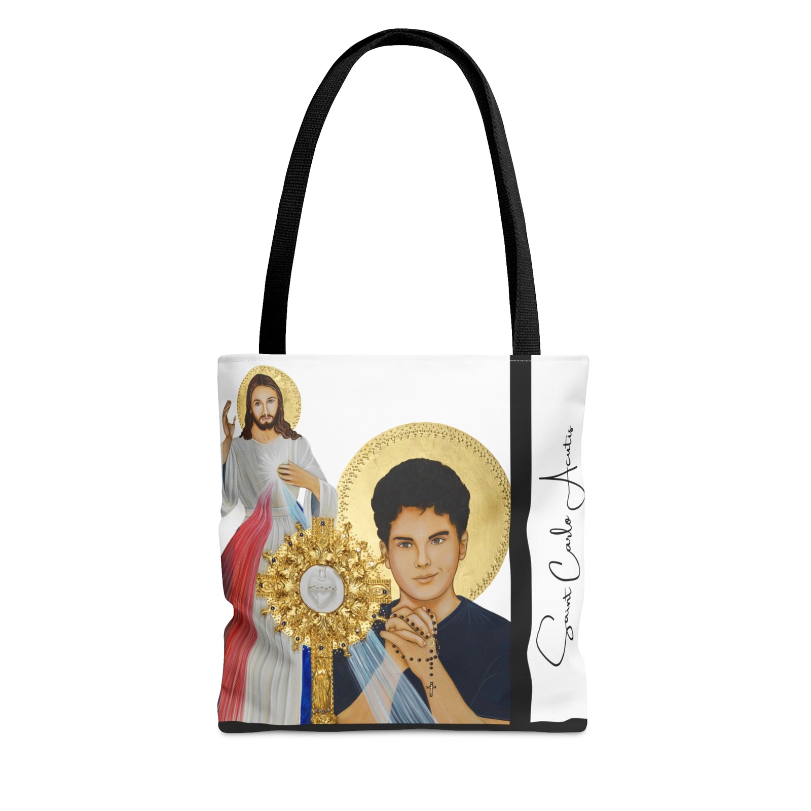 Saint Carlo Acutis / Divine Mercy 13x13 Tote Bag