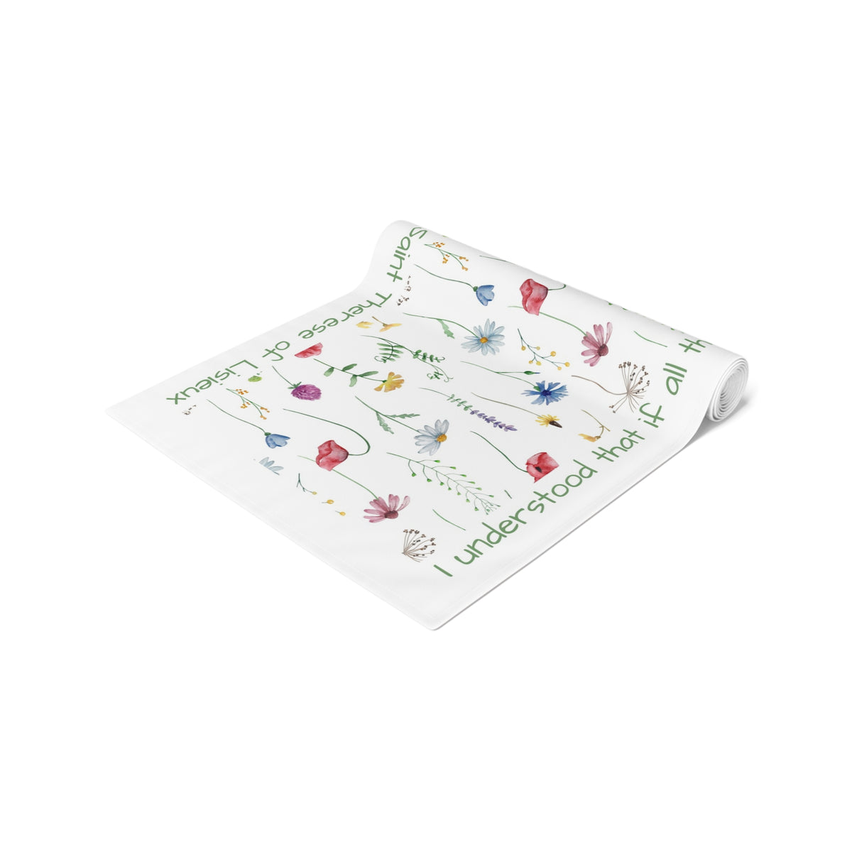 St. Therese Floral Table Runner in Cotton Twill or Poly