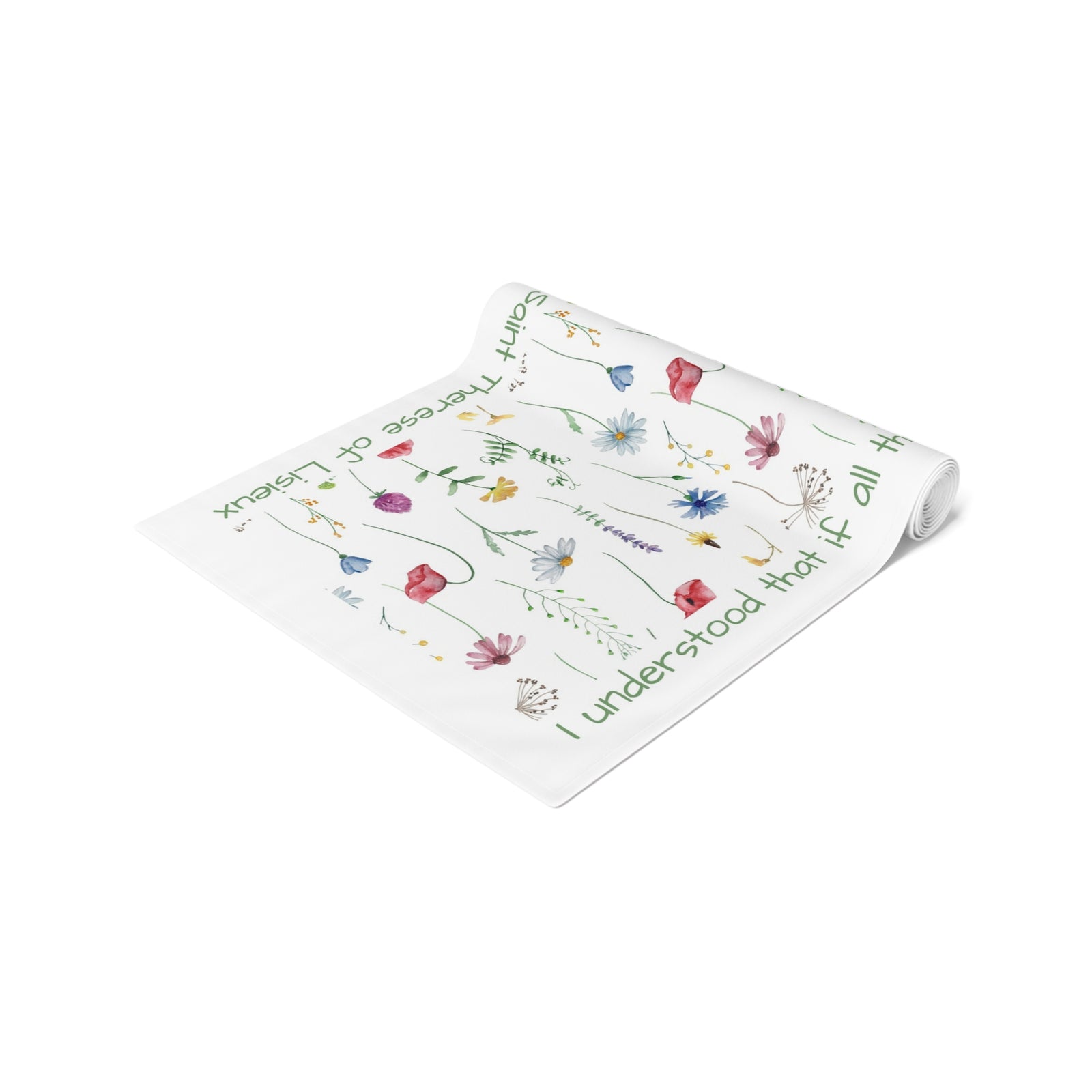 St. Therese Floral Table Runner in Cotton Twill or Poly