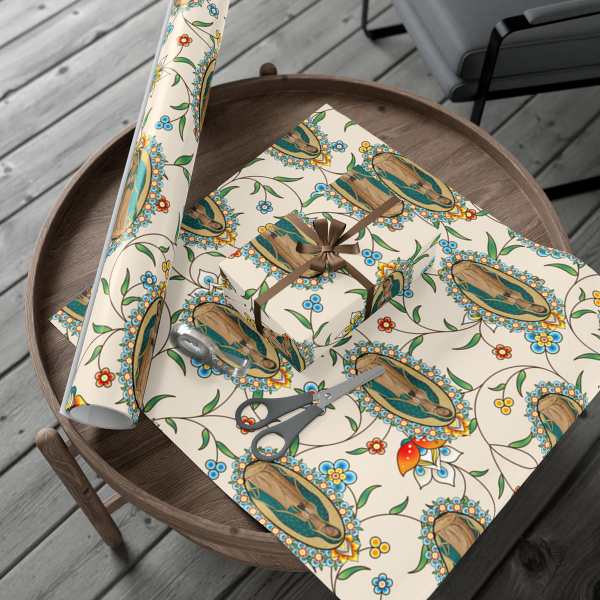 Gift Wrapping Paper - Our Lady of Guadalupe Floral - Roll