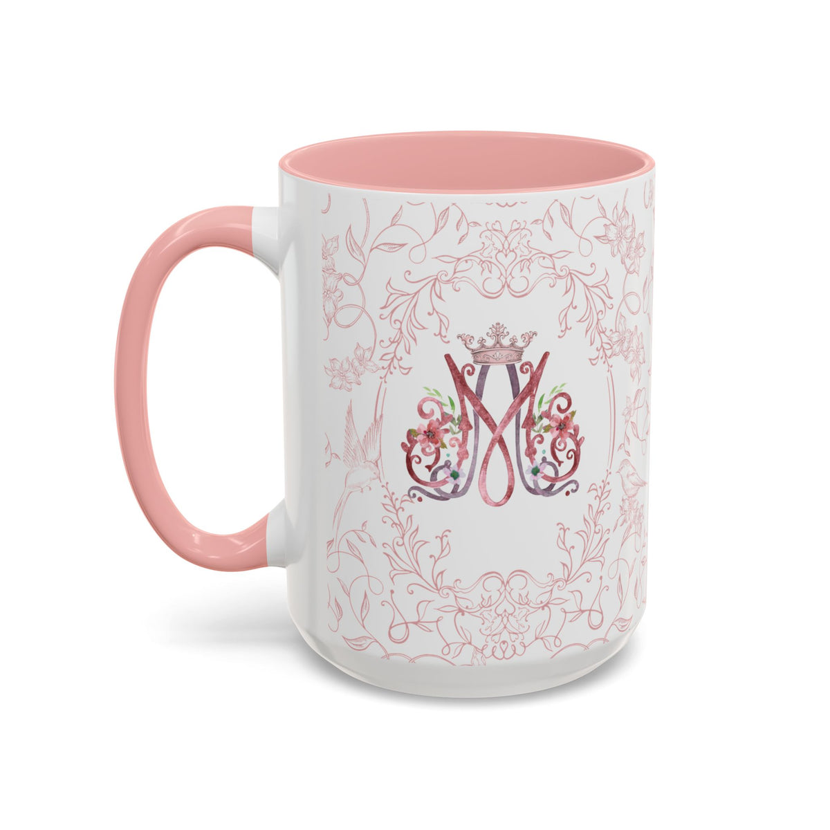 Ave Maria Pink Floral Prayer Coffee Mug