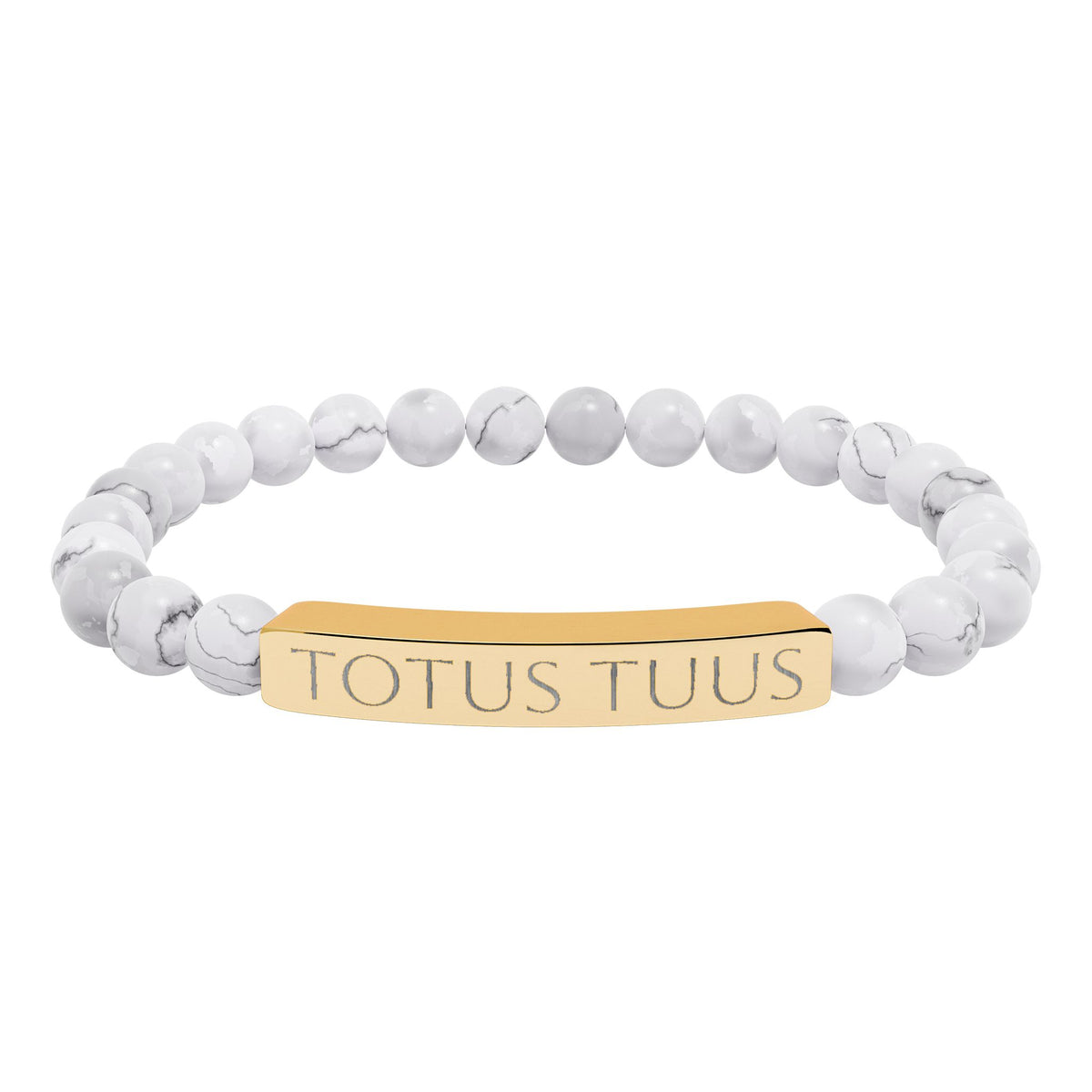 Totus Tuus Engraved Bracelet - Stainless or Gold with Natural Stone
