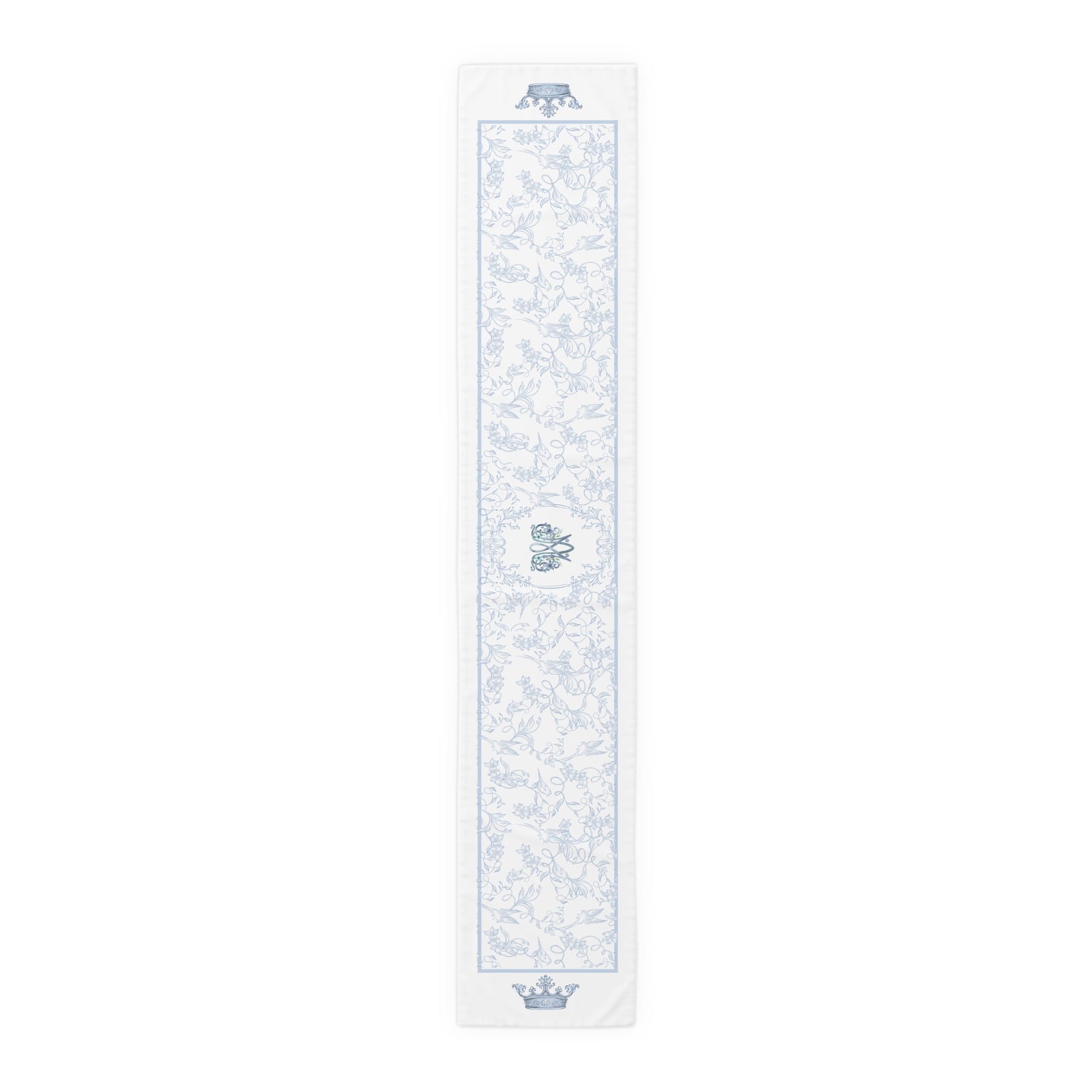 Ave Maria Blue Catholic Table Runner in Cotton Twill or Poly