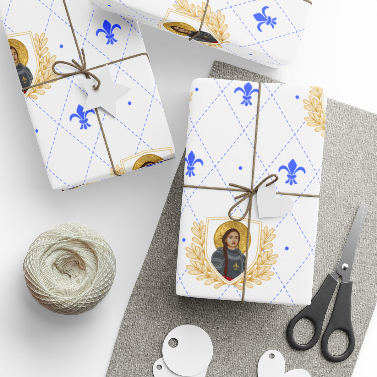 Gift Wrapping Paper - St. Joan of Arc Blue &amp; Gold - Roll