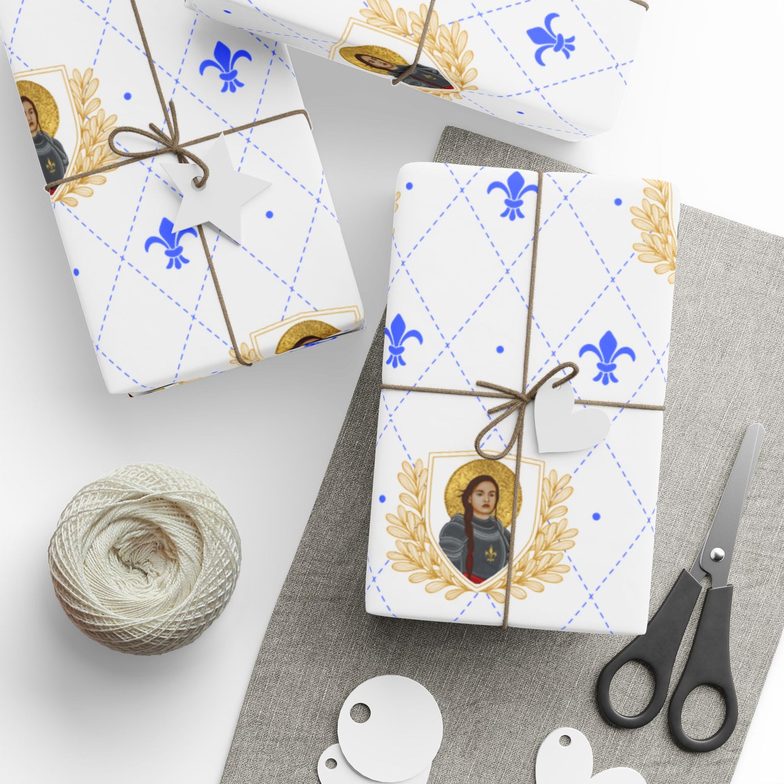 Gift Wrapping Paper - St. Joan of Arc Blue & Gold - Roll