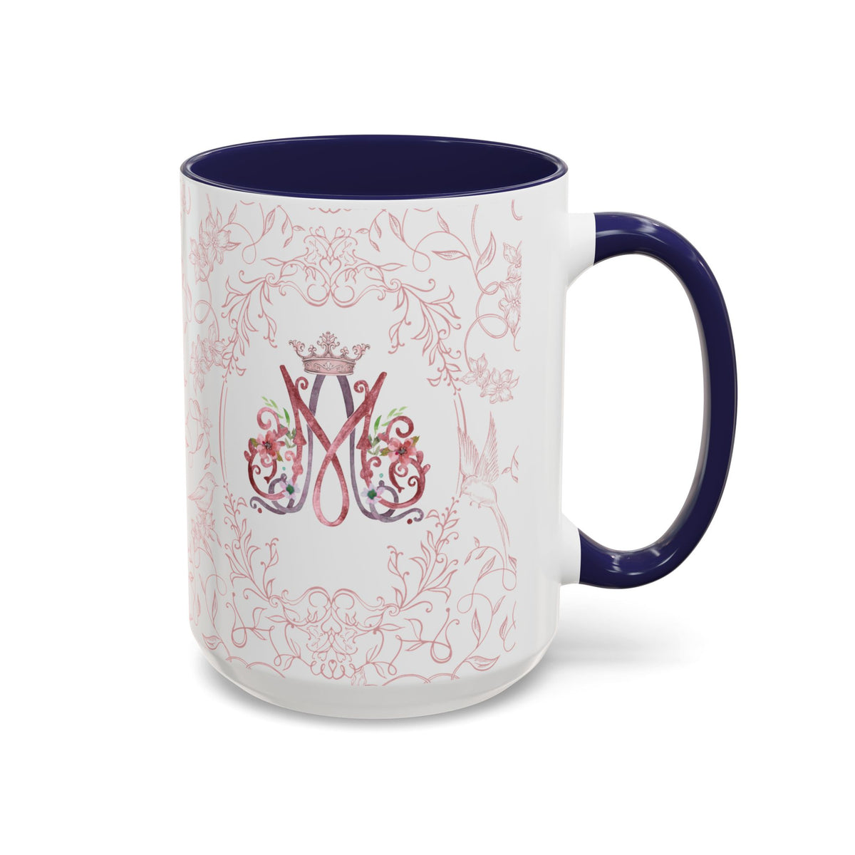 Ave Maria Pink Floral Prayer Coffee Mug