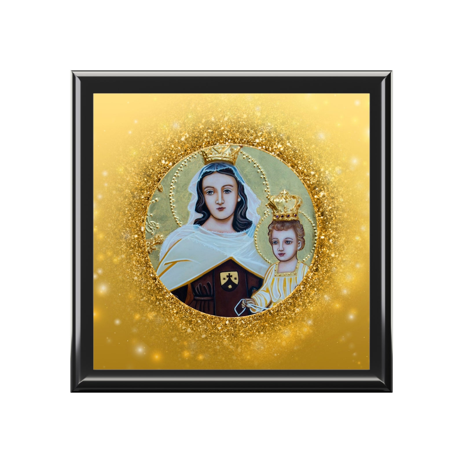 Rosary and Jewelry Box with Our Lady of Mt. Carmel and the Baby Jesus