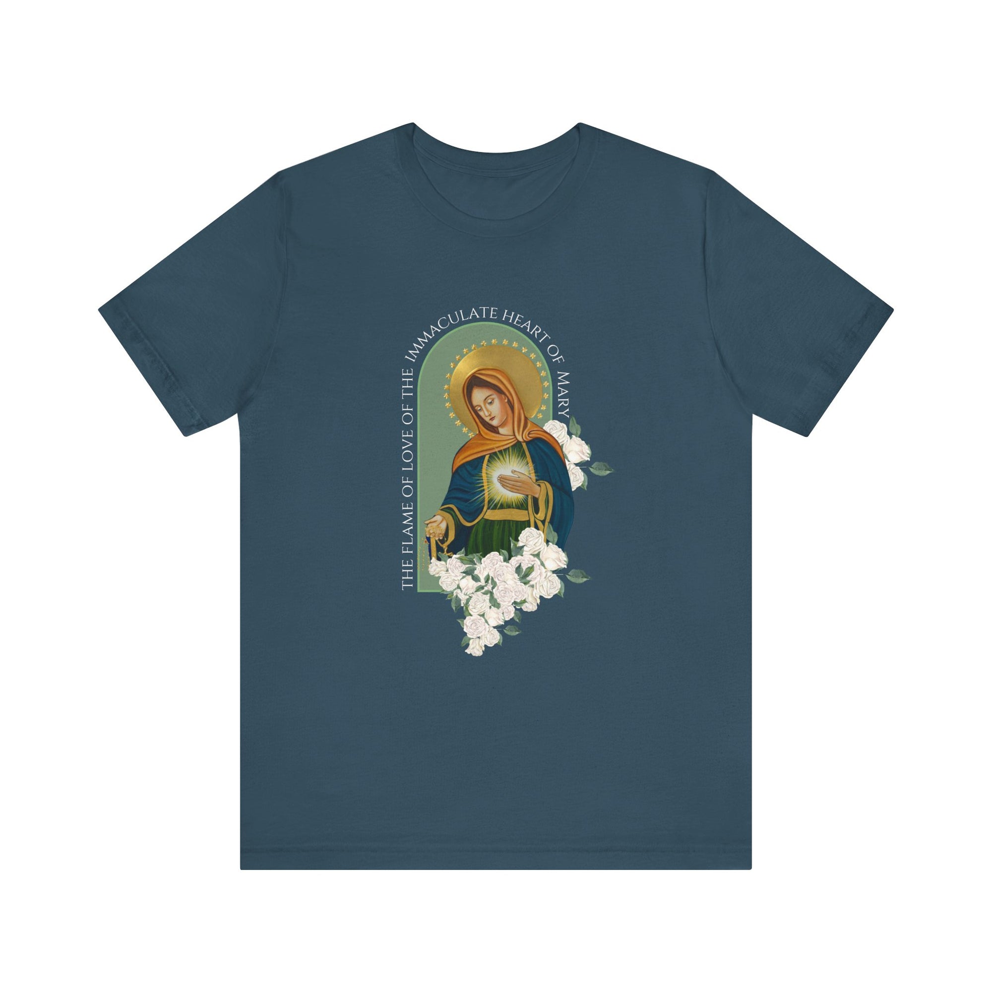 Flame of Love Unisex Tee - Sacred Image Icons Devotion to the Blessed Mother