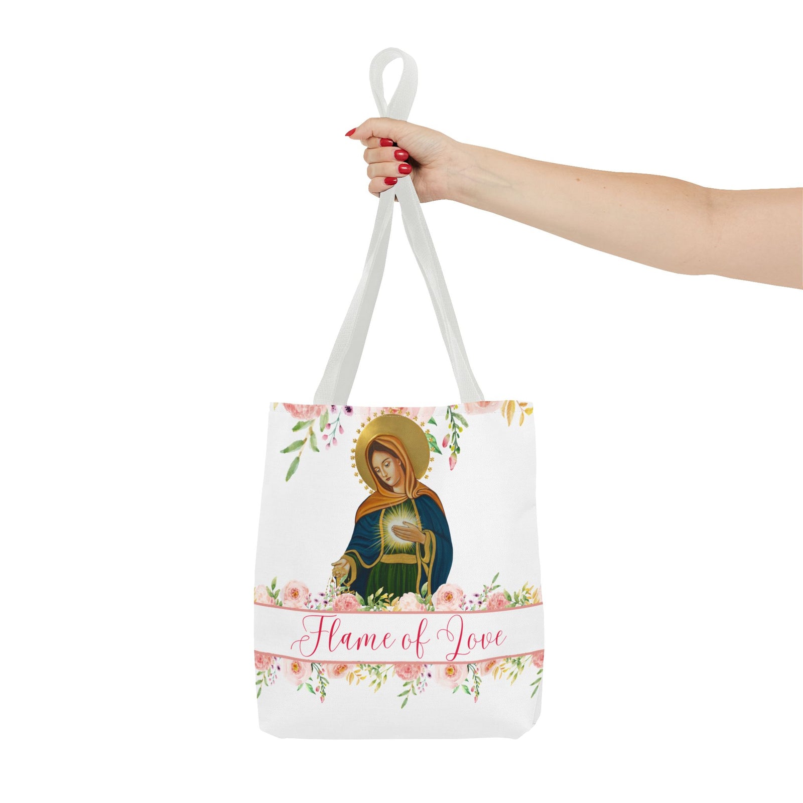 Flame of Love Tote Bag (Pink Roses) 13x13