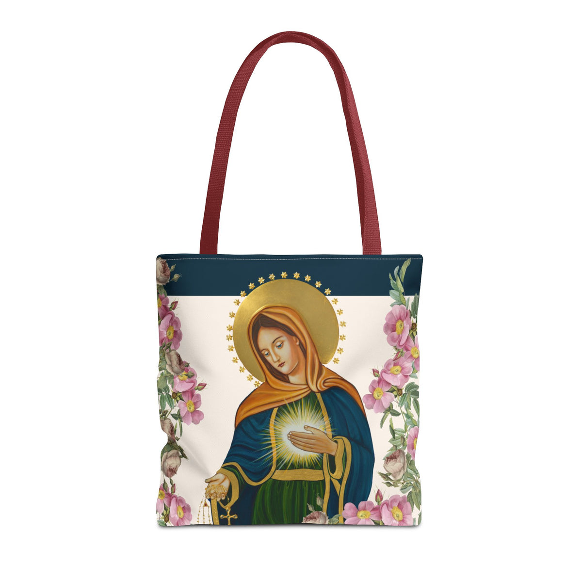 Flame of Love Tote Bag - Dark Blue Floral