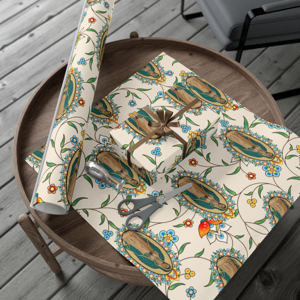 Gift Wrapping Paper - Our Lady of Guadalupe Floral - Roll