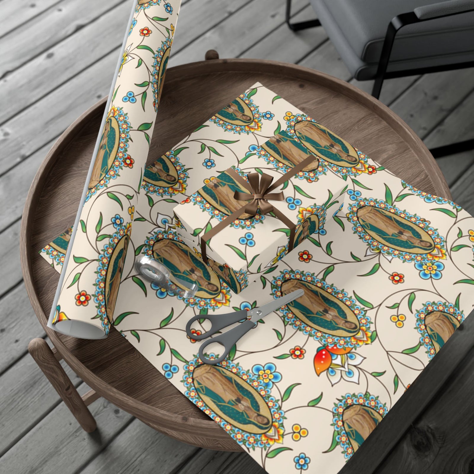 Gift Wrapping Paper - Our Lady of Guadalupe Floral - Roll