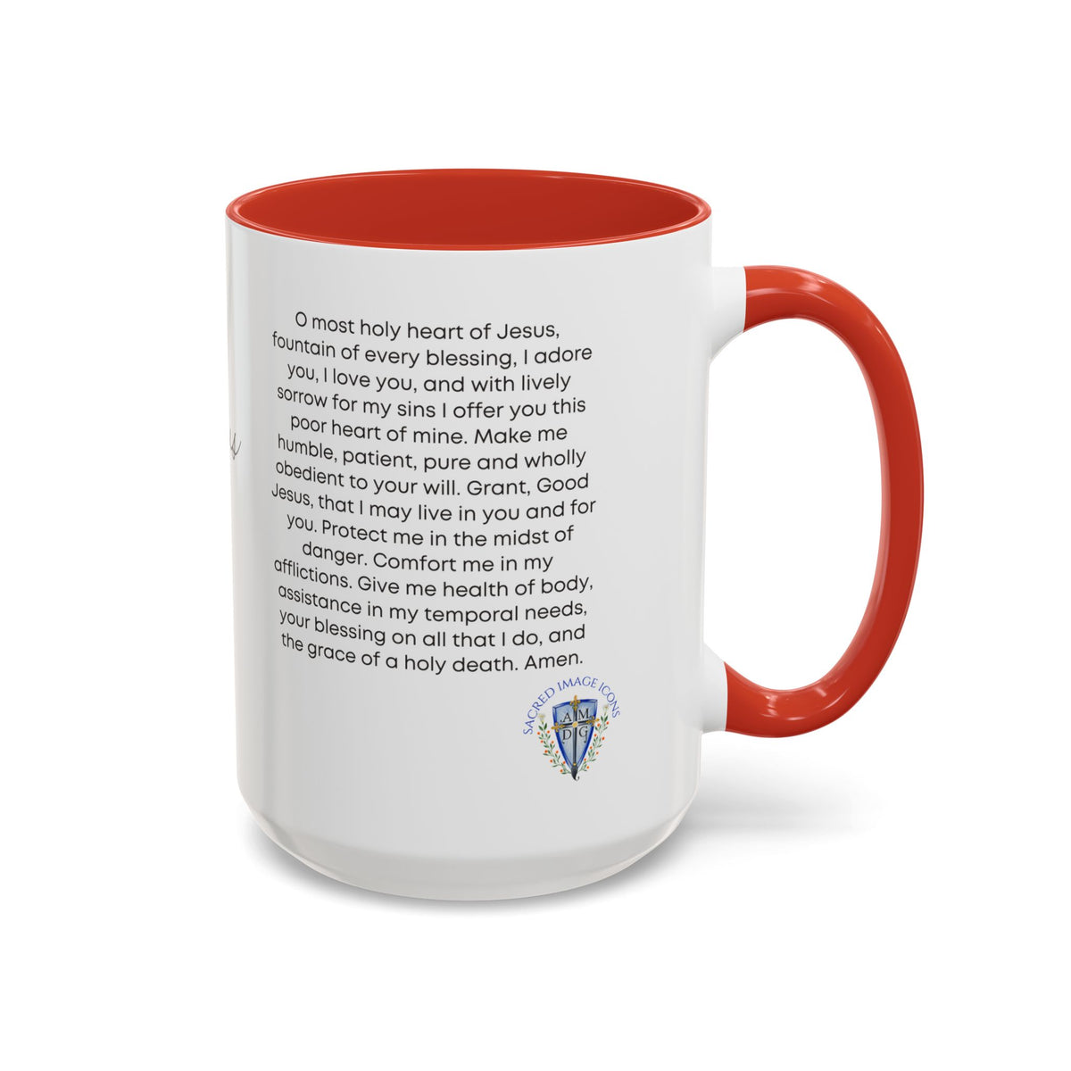 Sacred Heart of Jesus Accent Coffee Mug – Catholic Prayer 11/15oz