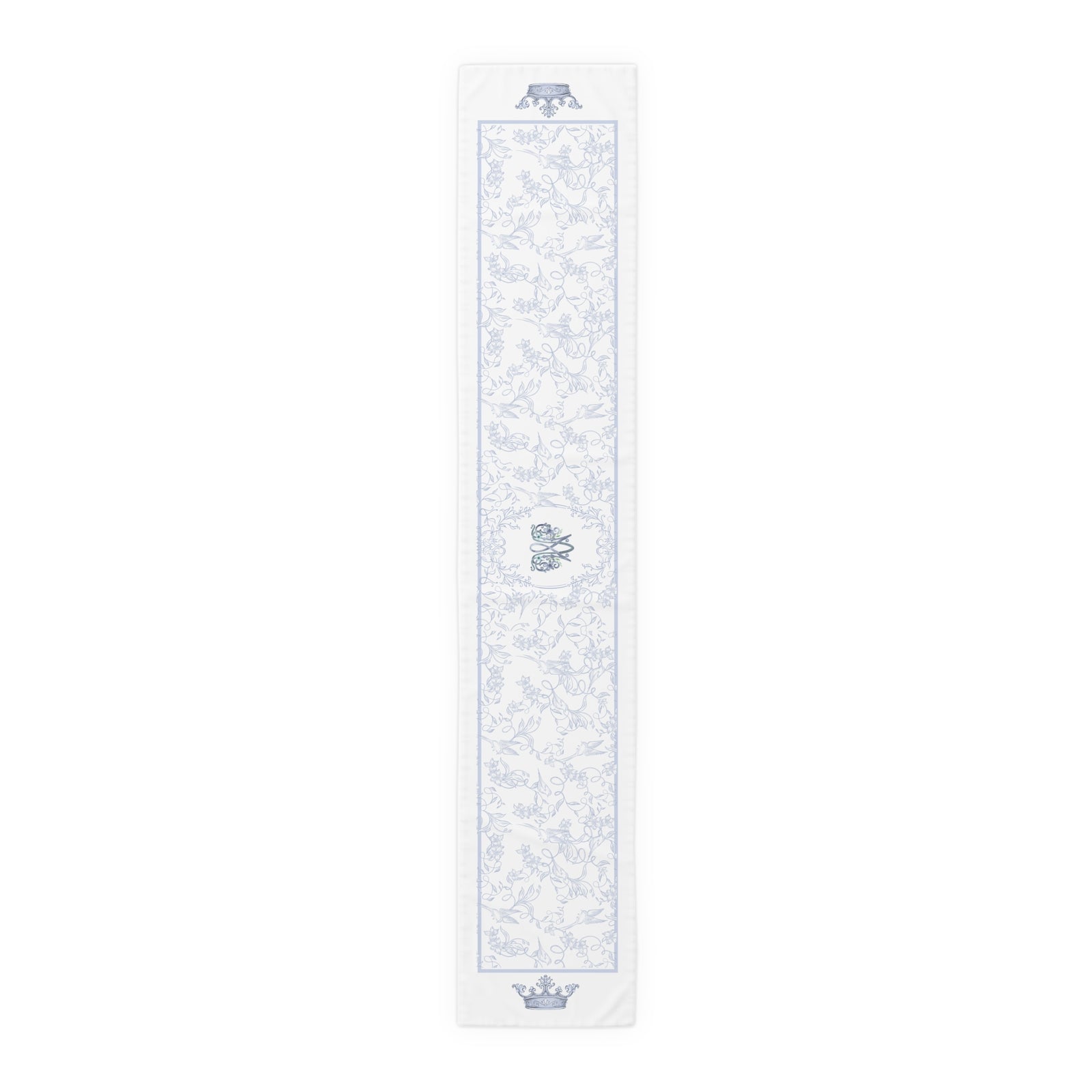 Ave Maria Blue Catholic Table Runner in Cotton Twill or Poly