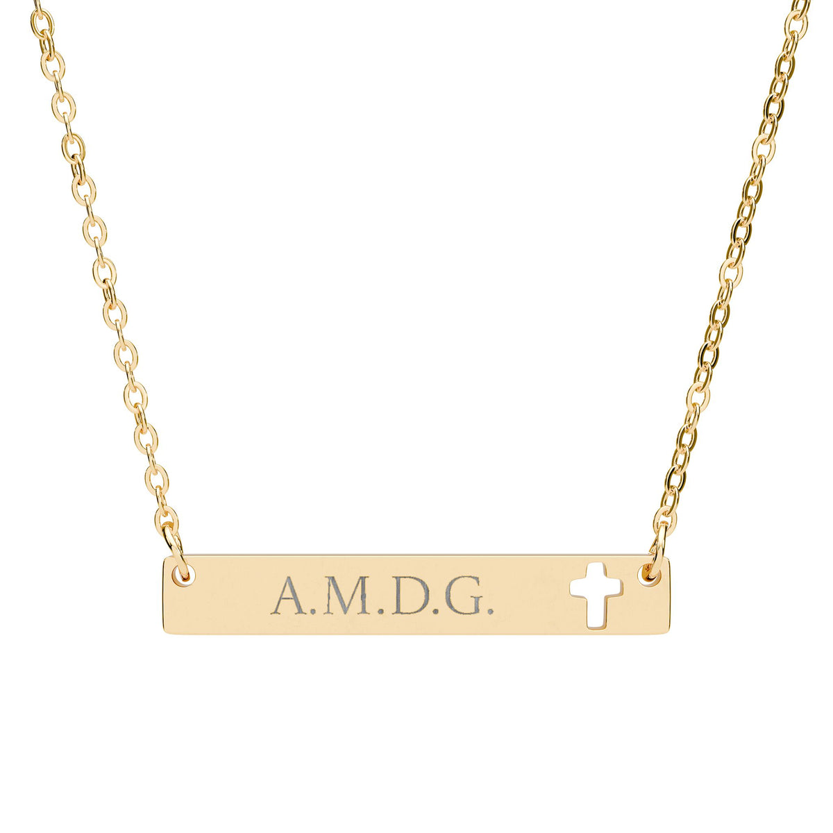 AMDG - Ad Majorem dei Gloriam - Engraved Cutout Cross Necklace