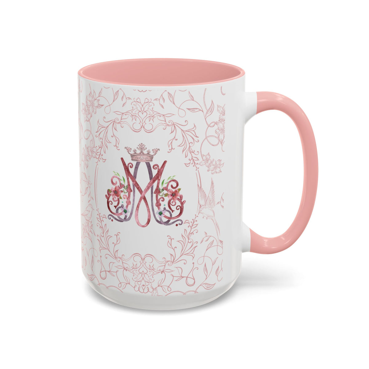 Ave Maria Pink Floral Prayer Coffee Mug