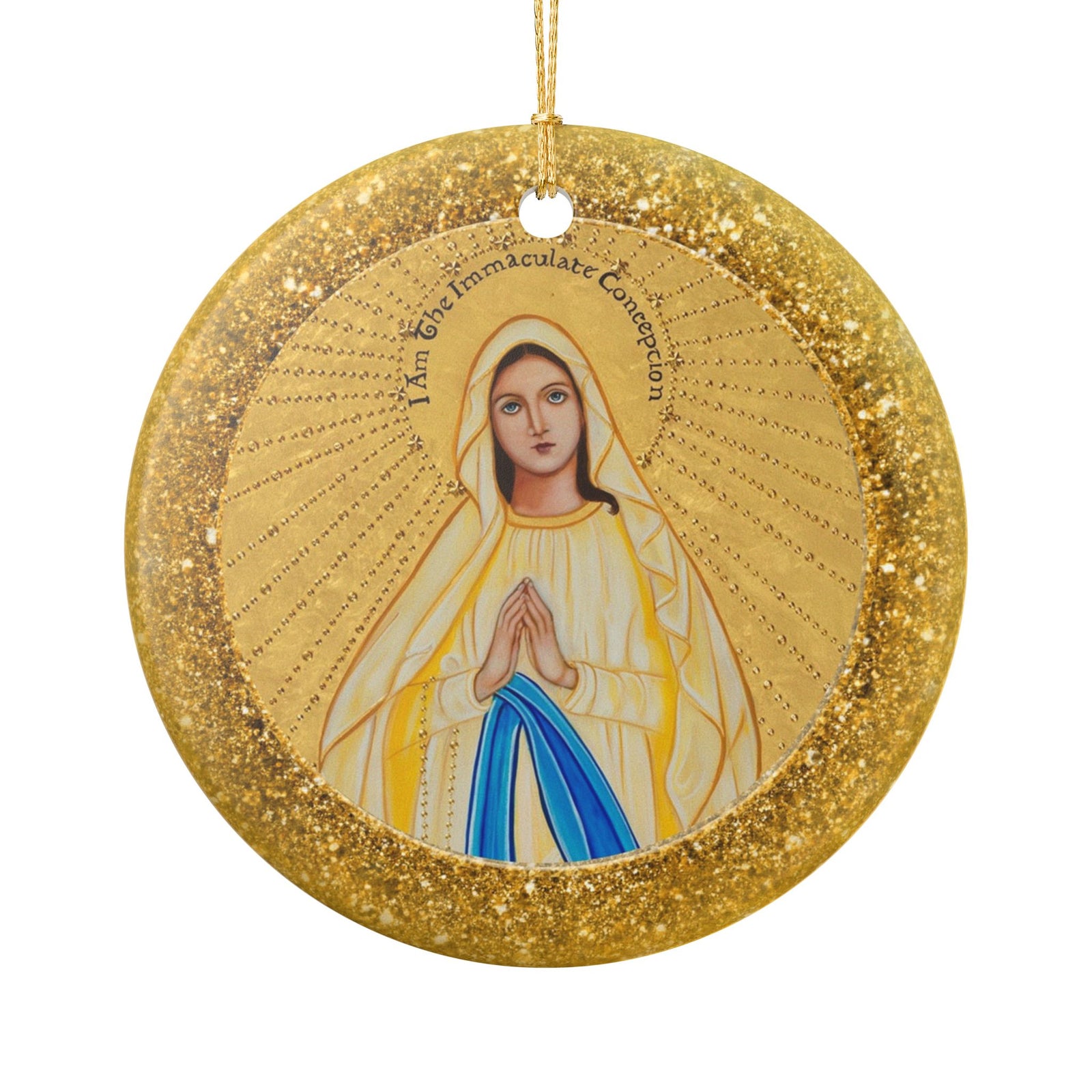 Our lady of Lourdes Ceramic Christmas Ornament