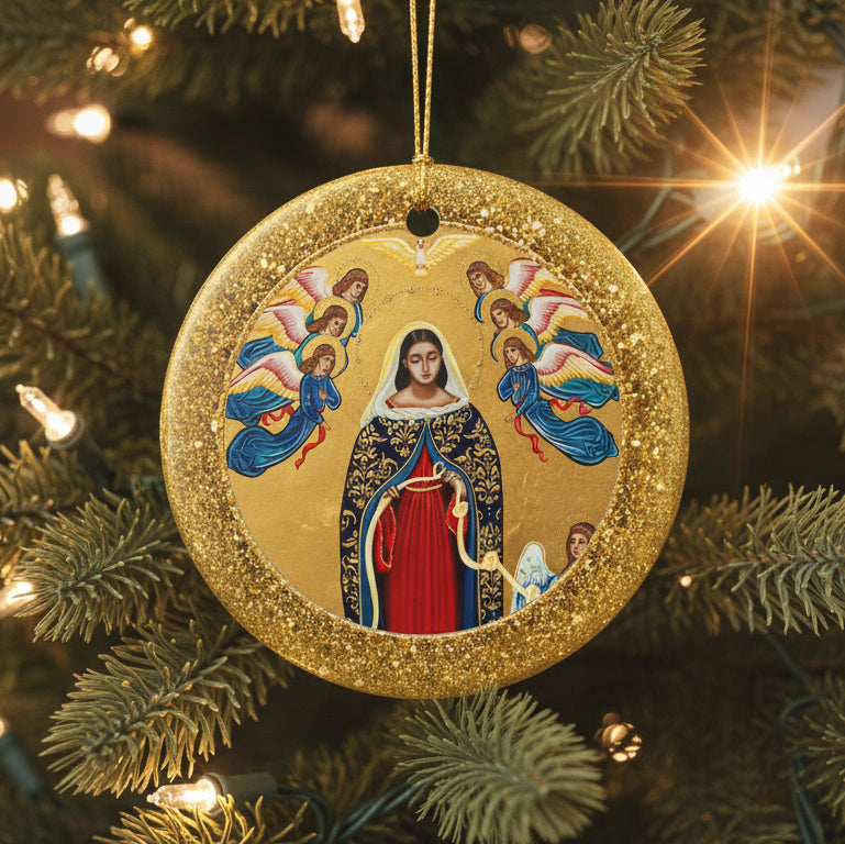 Our Lady Undoer of Knots Ceramic Christmas Ornament