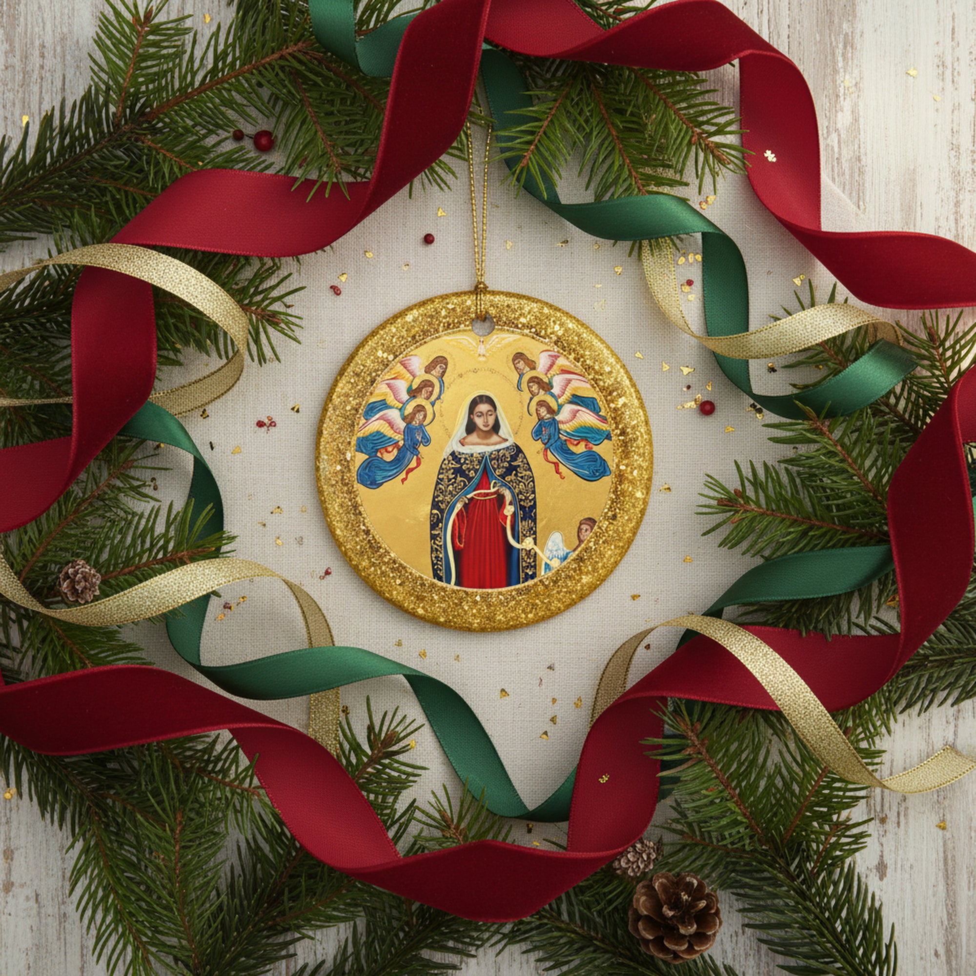 Our Lady Undoer of Knots Ceramic Christmas Ornament