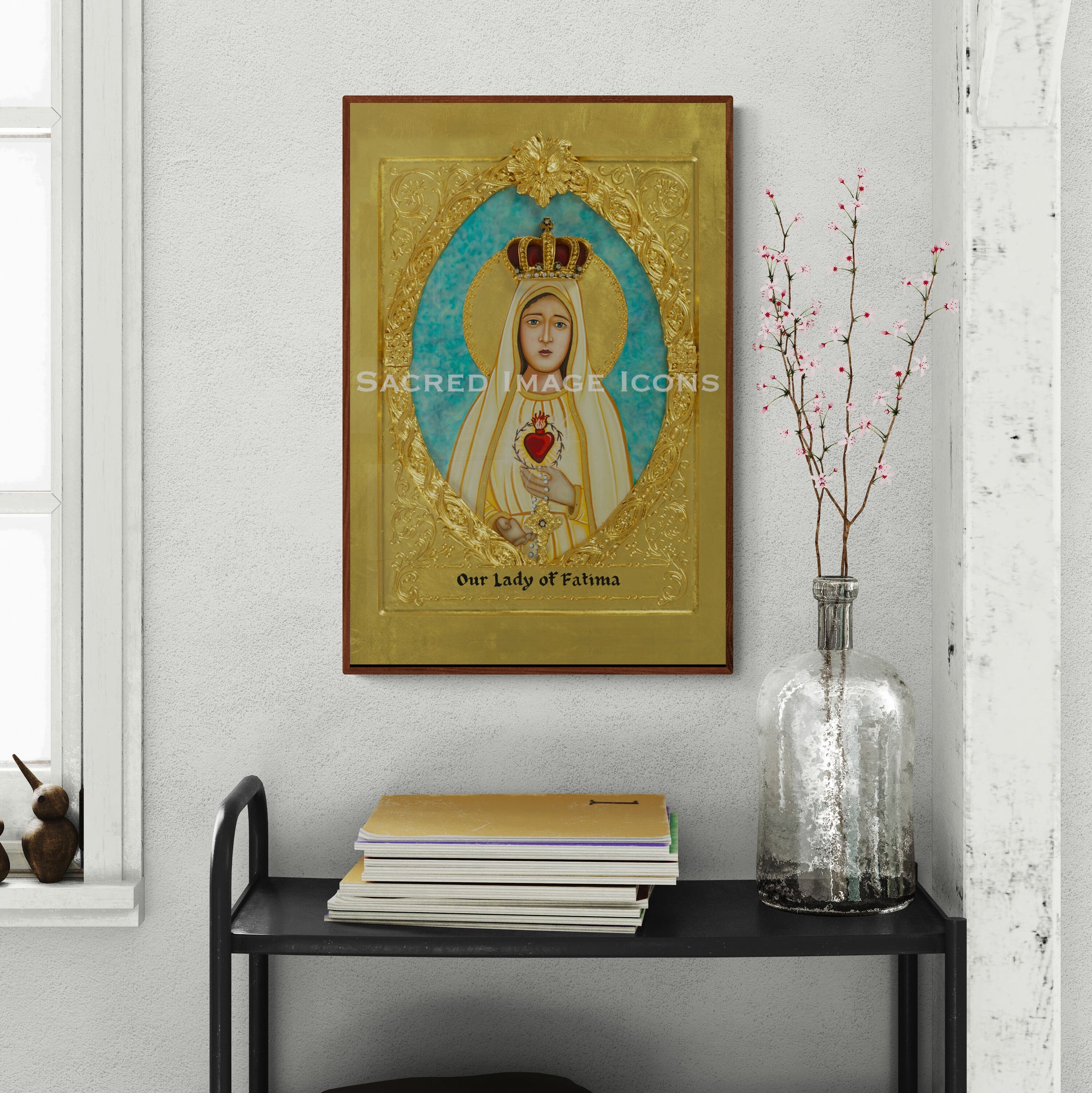 Our Lady of Fatima Golden Icon Print