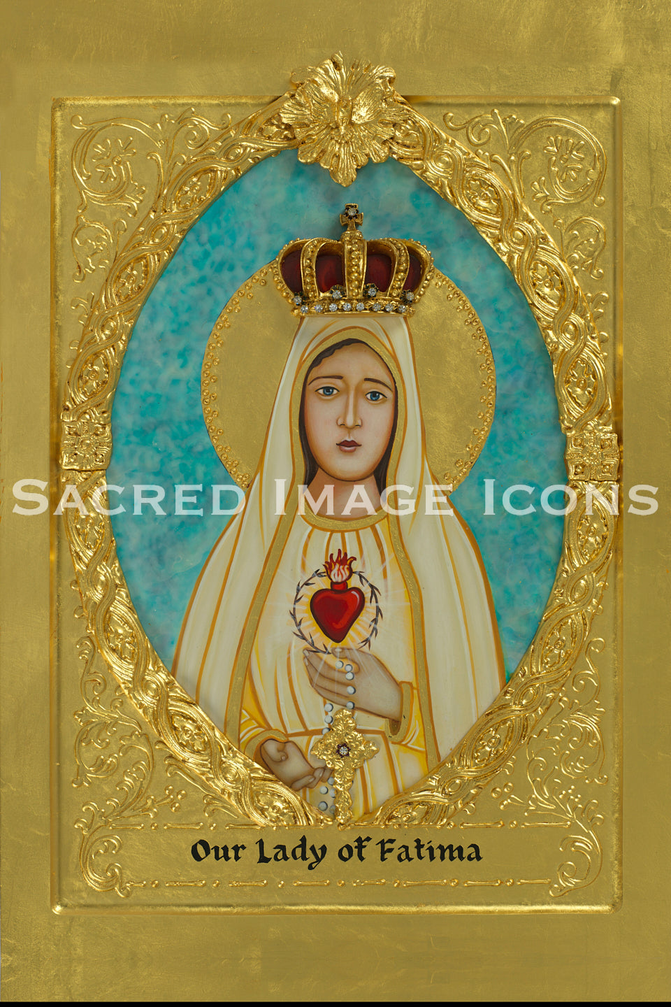 Our Lady of Fatima Golden Icon Print