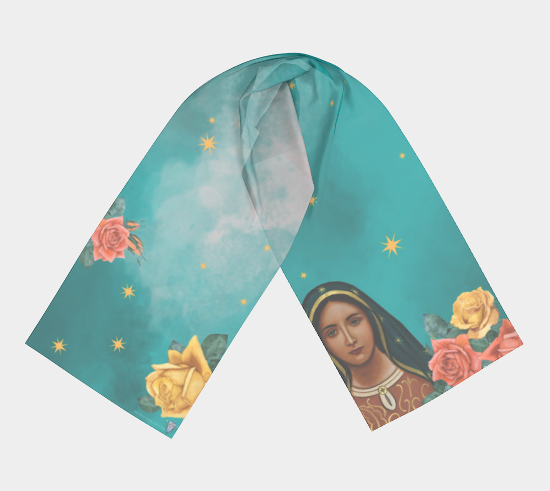 Our Lady of Guadalupe's Mantle Scarf - Genuine Silk or Poly