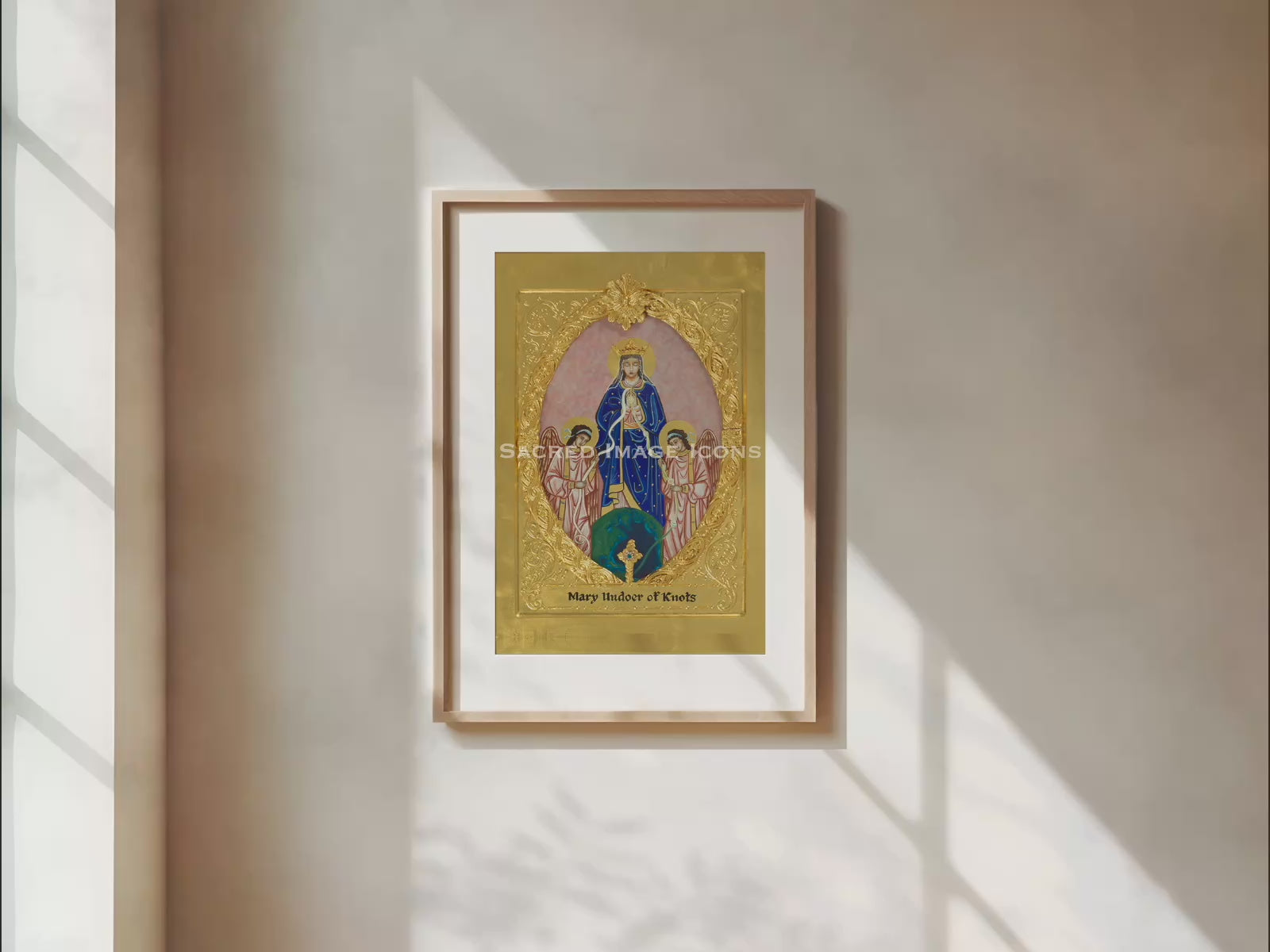 Our Lady Undoer of Knots Golden Framed Icon Print