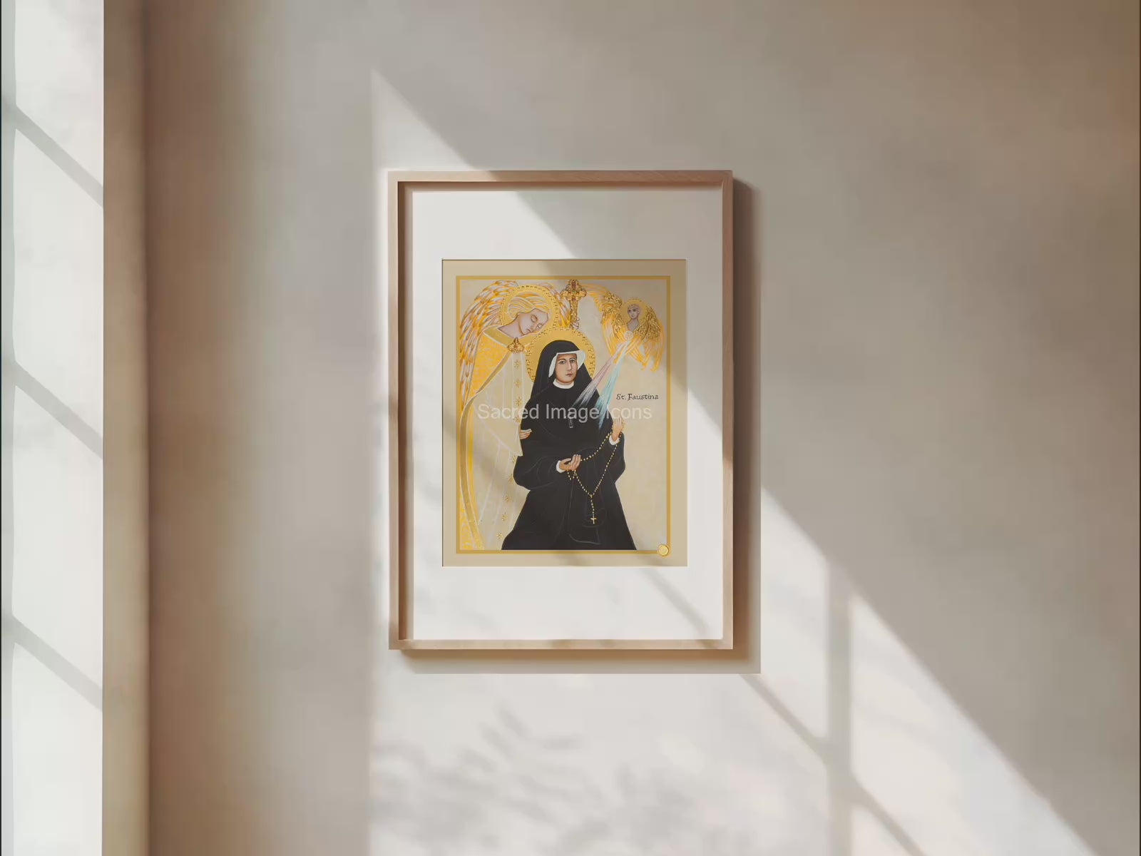 Saint Faustina and the Holy Angels Icon Print
