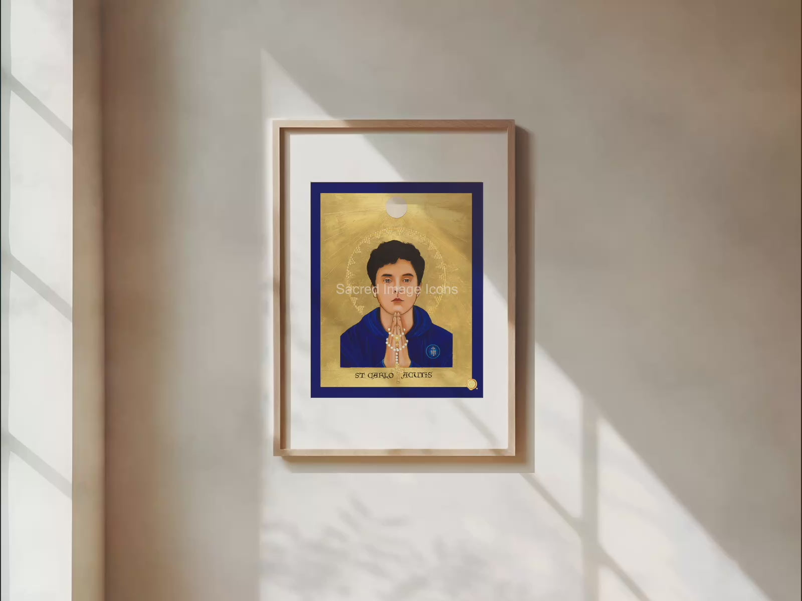 Blessed Carlo Acutis in Gold Icon Print