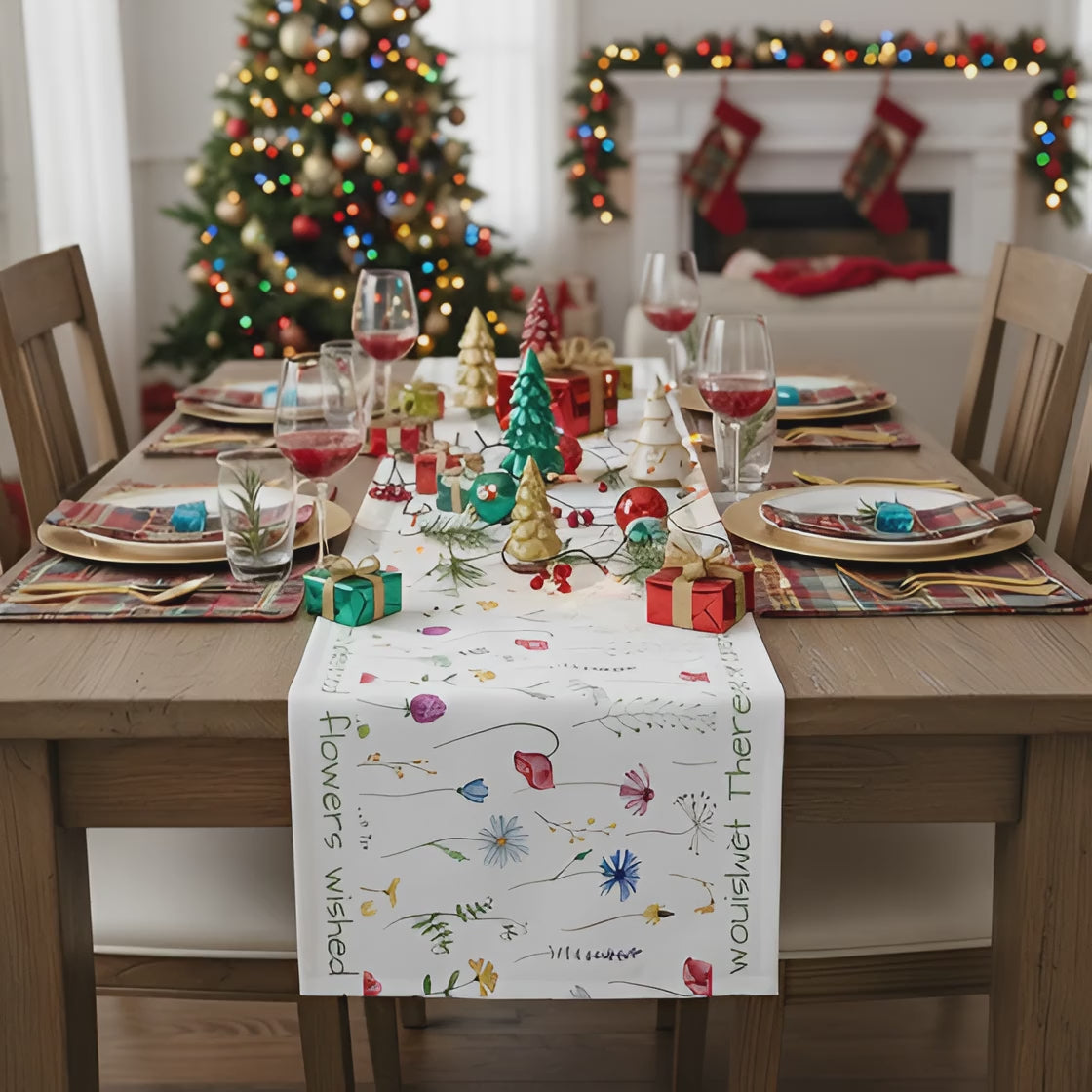 St. Therese Floral Table Runner in Cotton Twill or Poly