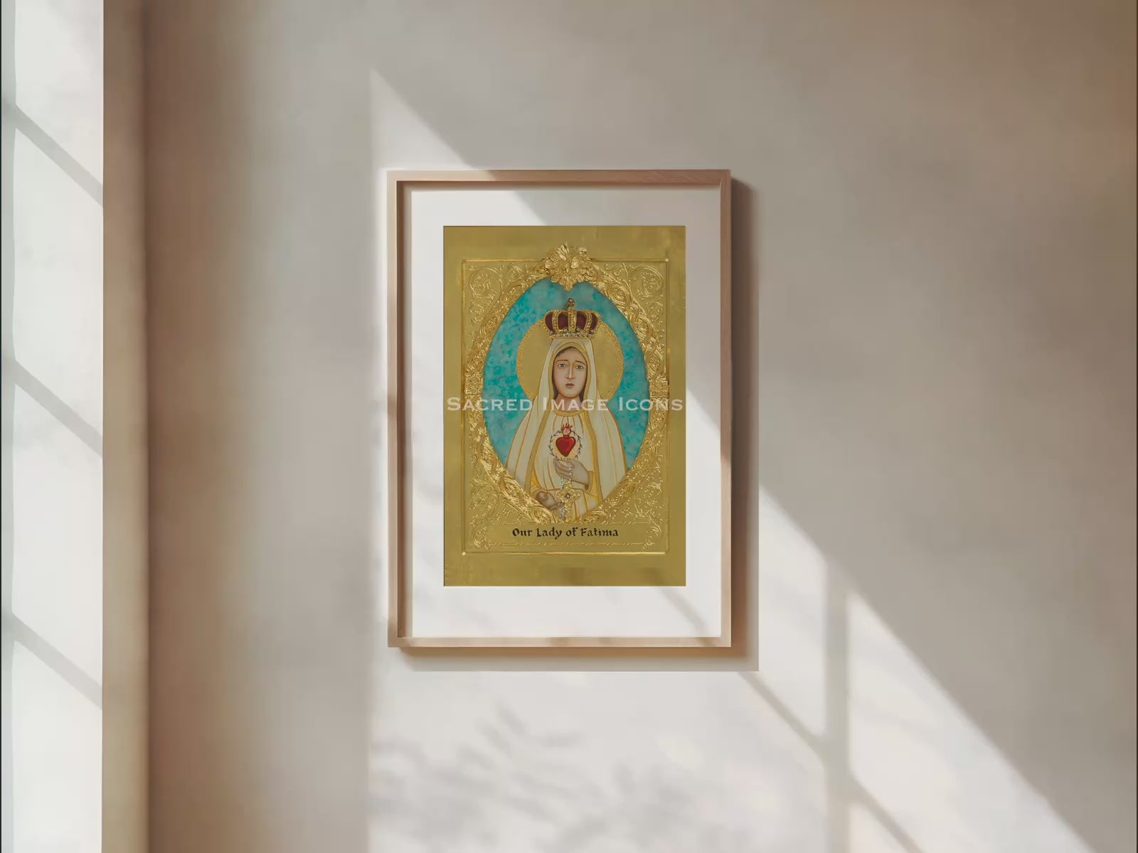 Our Lady of Fatima Golden Framed Icon Print