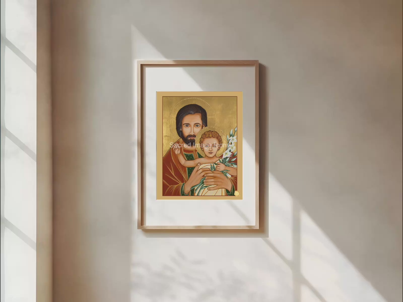 Saint Joseph and Baby Jesus Icon Print