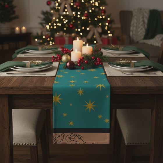 Our Lady of Guadalupe's Mantle Table Runner in Cotton Twill or Poly